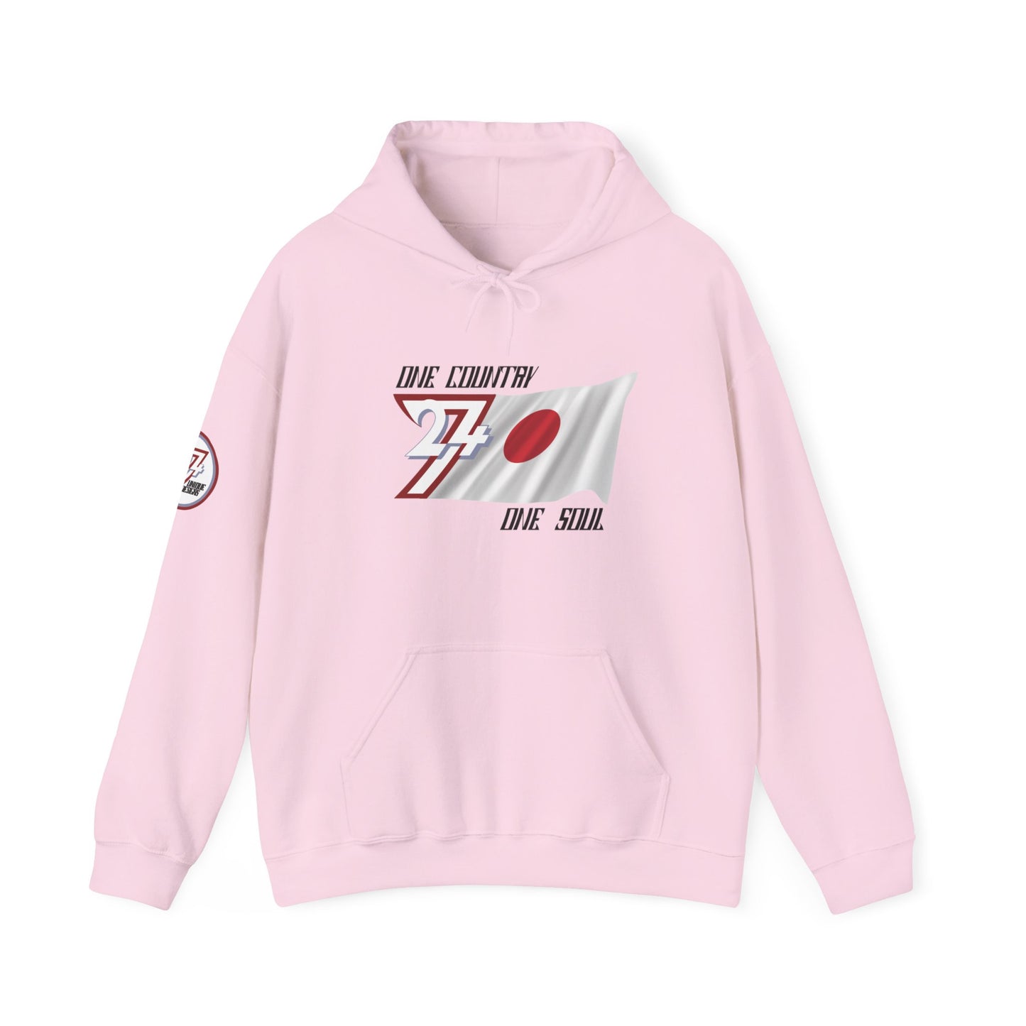 Unique Design 24/7 Japan Flag Printed Unisex custom Hoodie light pink