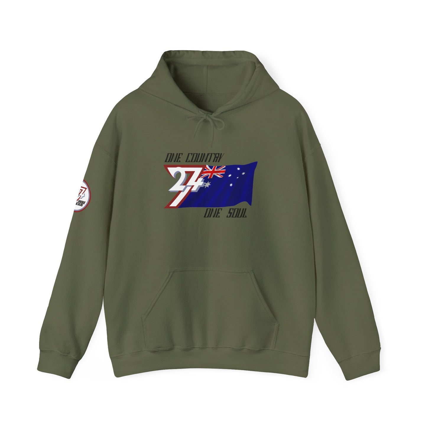 Unique Design 24/7 Australia Flag Printed Unisex custom Hoodie military green