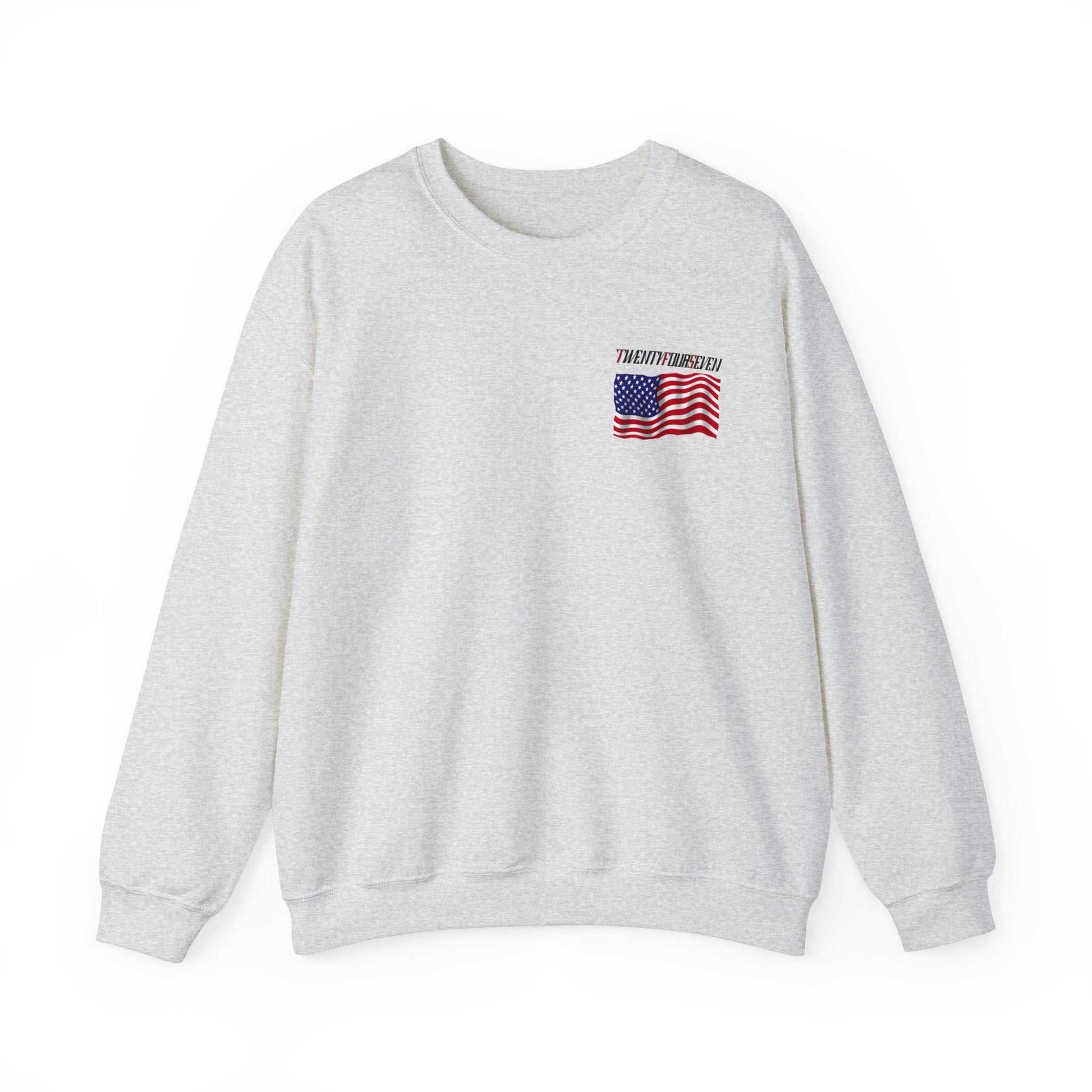 Unique Design TwentyFourSeven American Flag Logo Heavy Blend™ Crewneck Sweatshirt ash