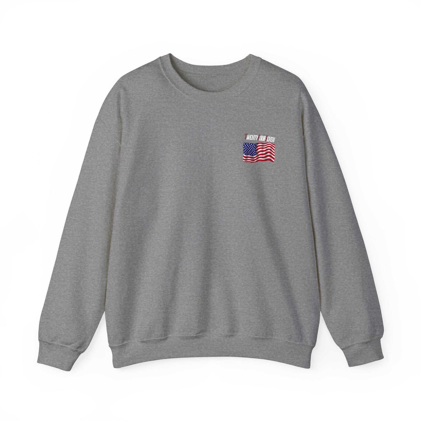 Unique Design TwentyFourSeven American Flag Logo Heavy Blend™ Crewneck Sweatshirt graphite heather