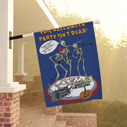 Halloween Skeleton Decor - Skeleton Party Banner on pole