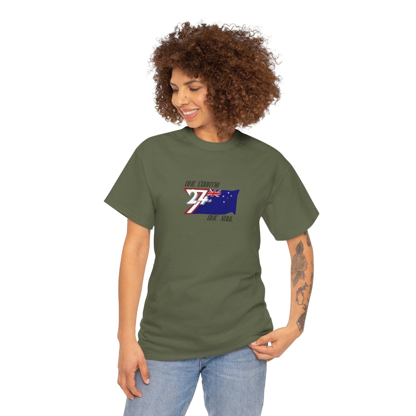 Unique Design Australia Flag Printed custom T-shirt military green