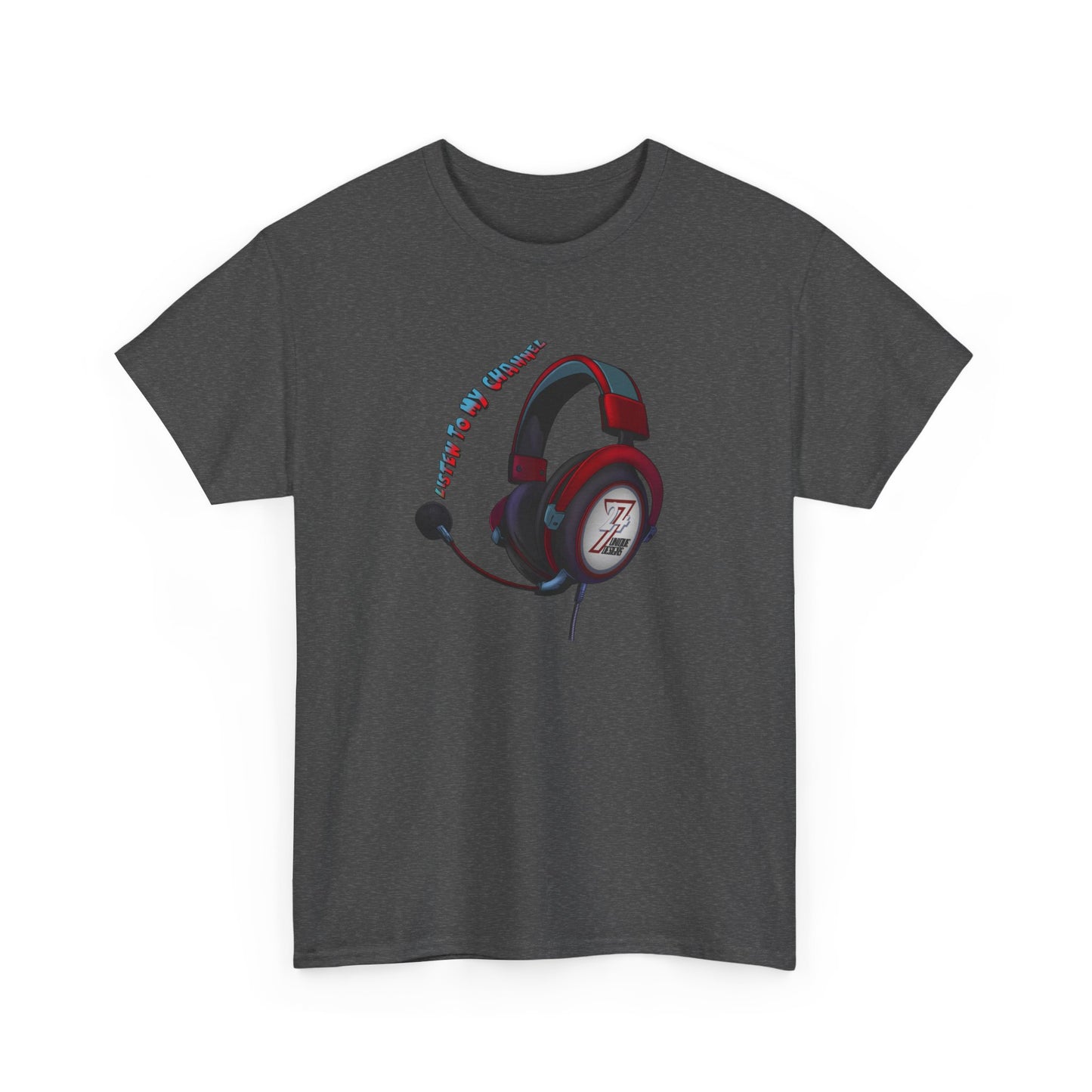 Unique Design 24/7 Headset Illustrated custom T-shirt Dark Heather