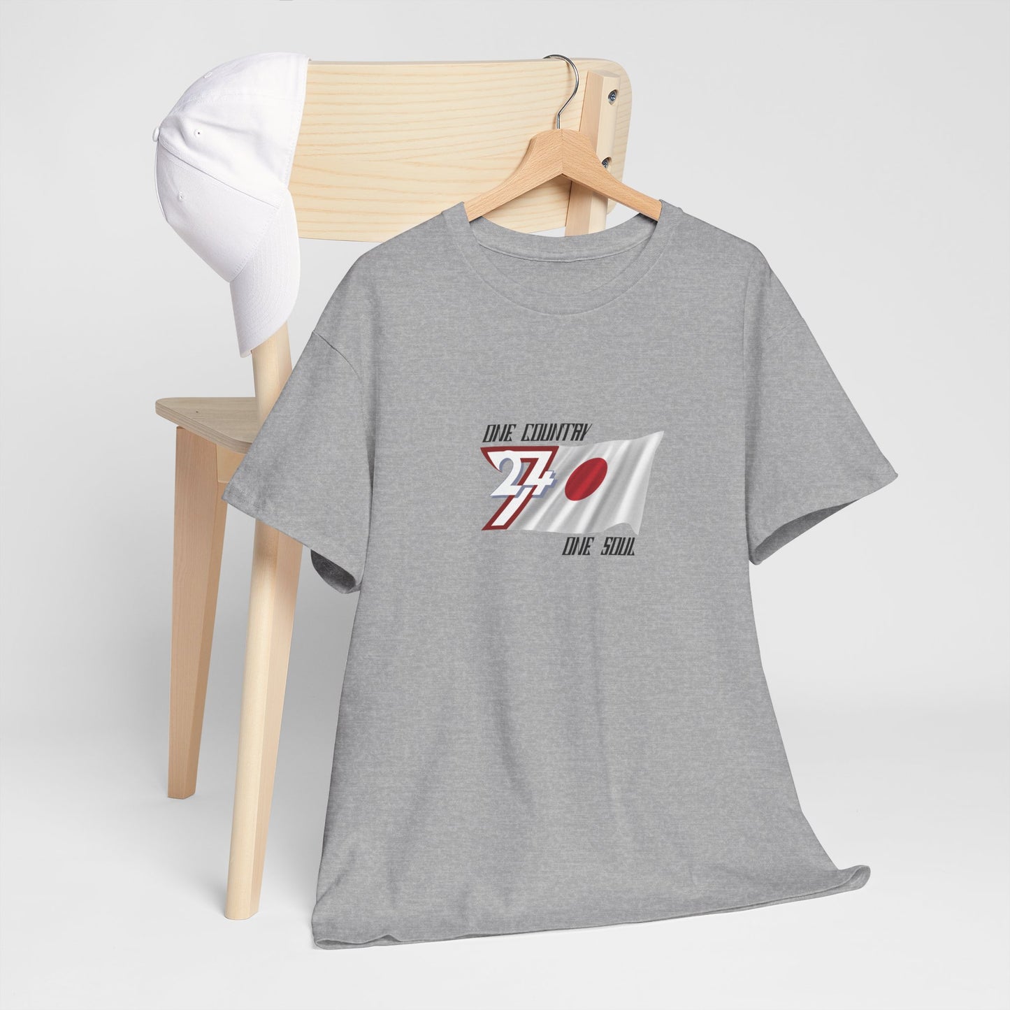 Unique Design 24/7 Japan Flag Printed Unisex custom T-shirt sport grey