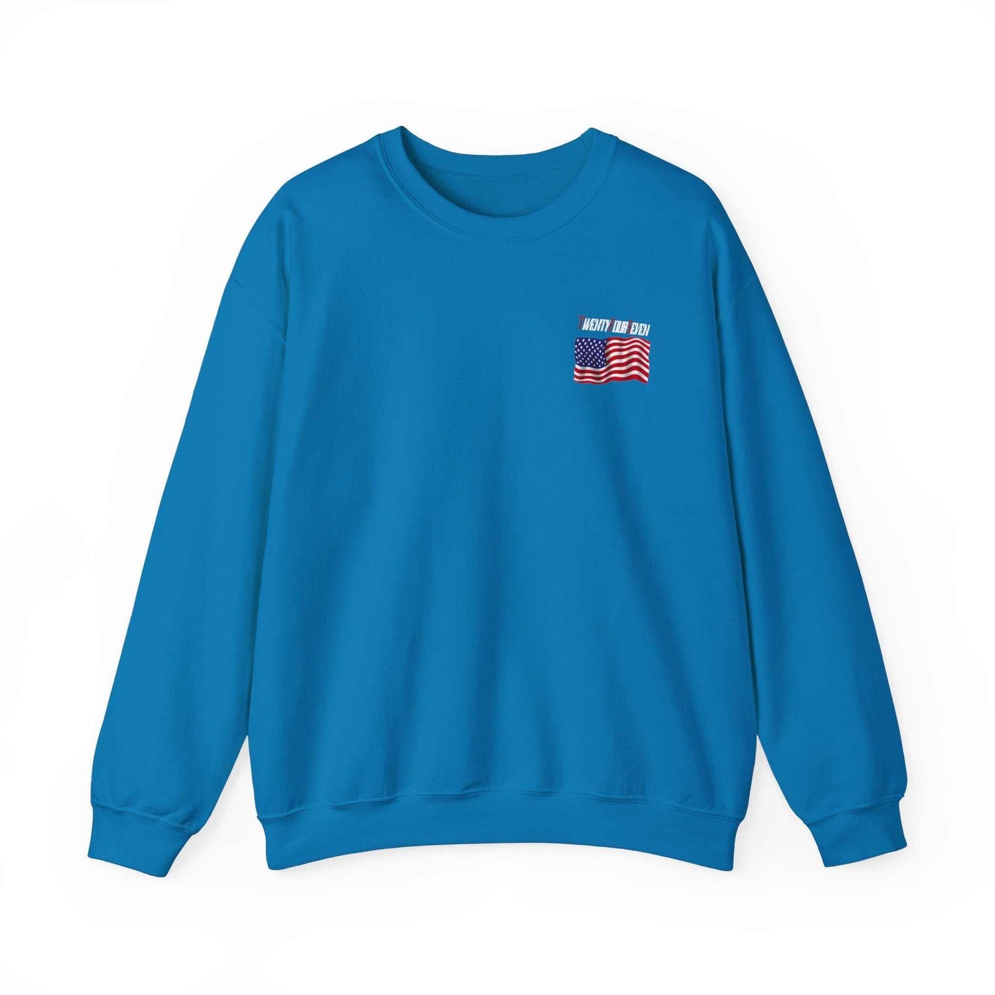 Unique Design TwentyFourSeven American Flag Logo Heavy Blend™ Crewneck Sweatshirt sapphire