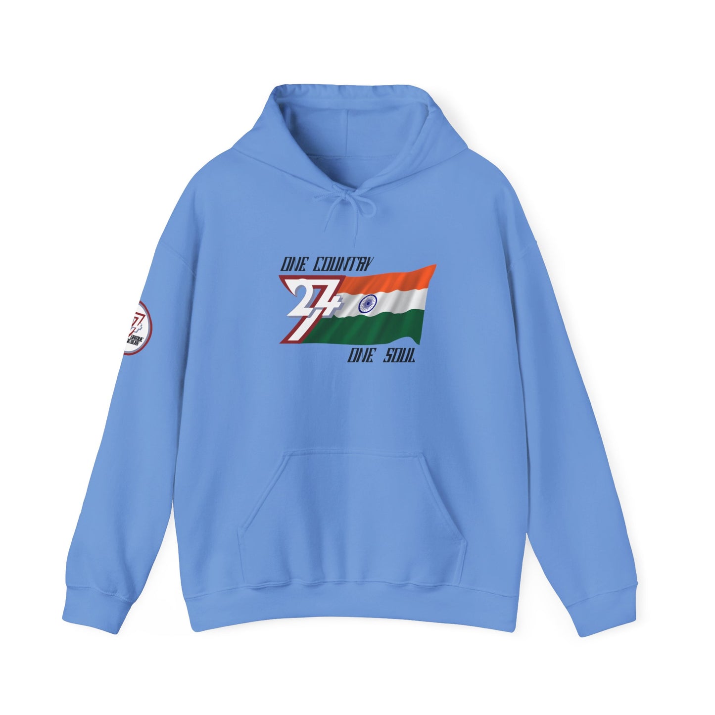 Unique Design 24/7 India Flag Printed Unisex custom Hoodie carolina blue