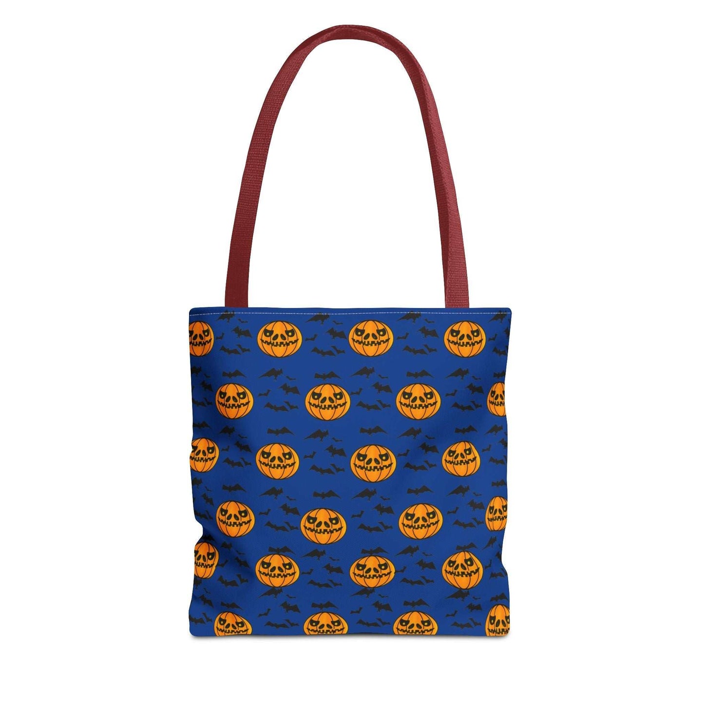 Pumpkins and Bats Halloween Tote Bag  small red handle