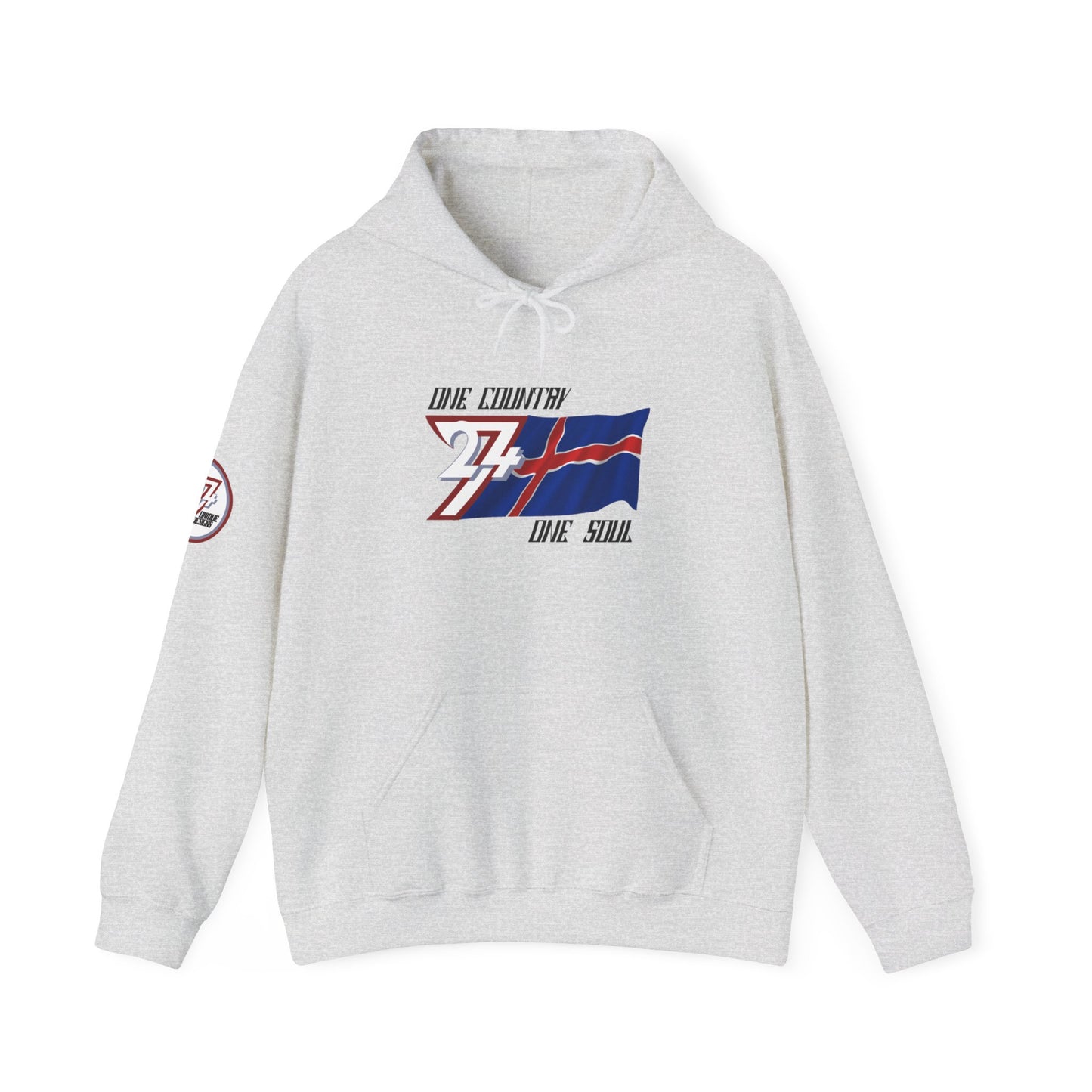 Unique Design 24/7 Iceland Flag Printed Unisex custom Hoodie ash