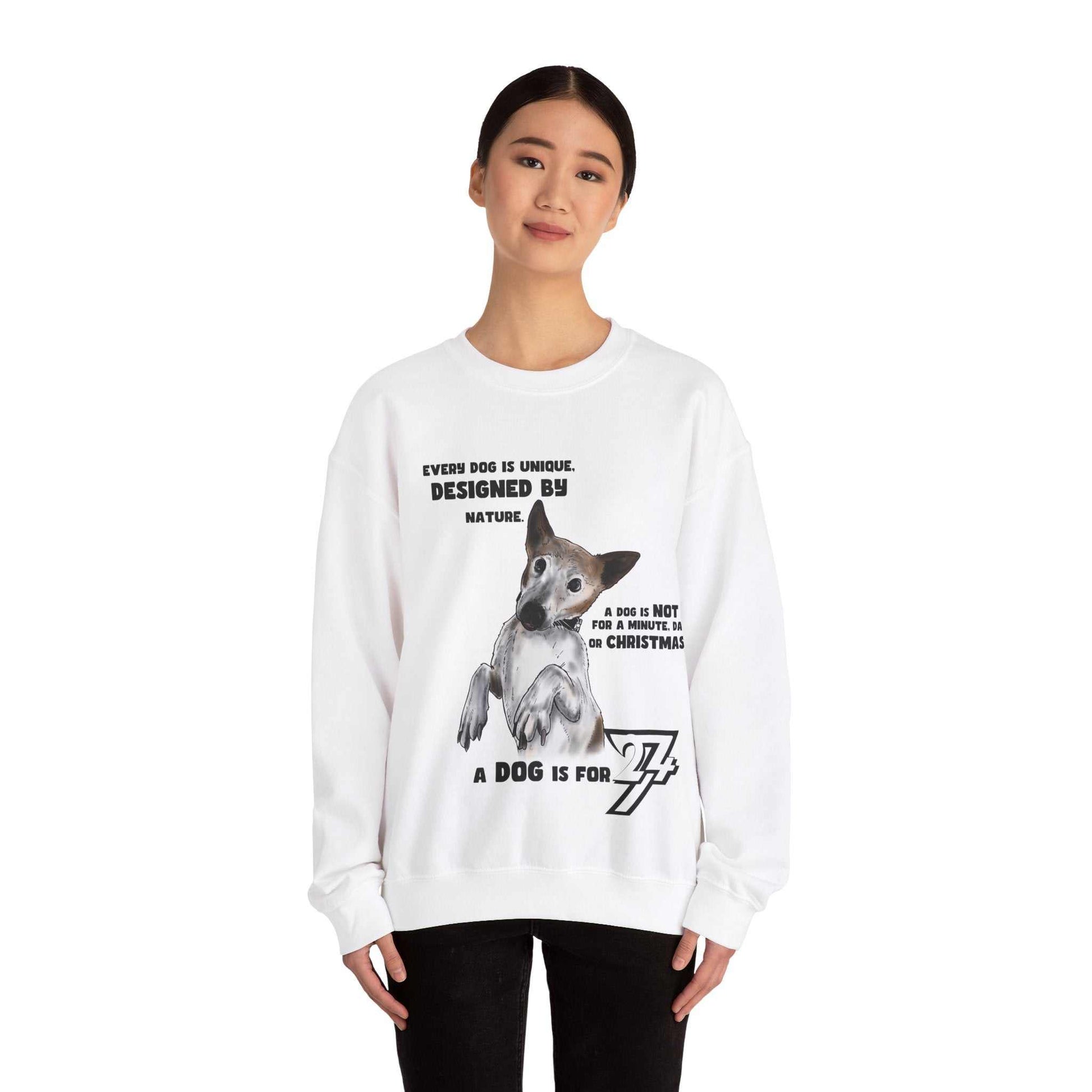 Dog Lover Sweatshirt Jack Russel on jumper dog sweatshirt white on person