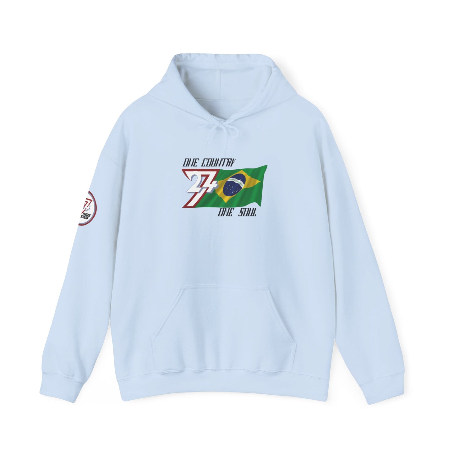 Unique Design Brazil Flag custom hoodie light blue