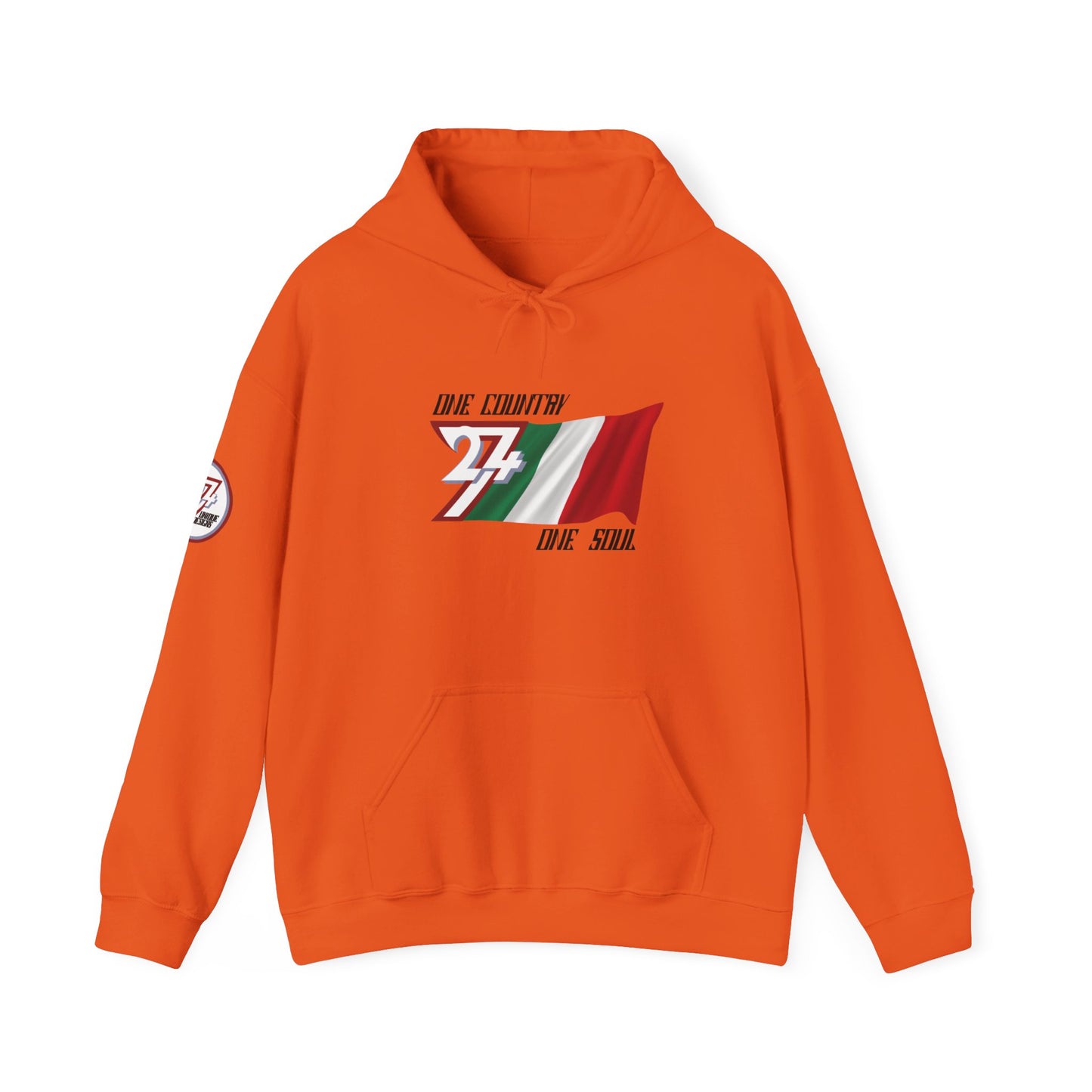 Unique Design 24/7 Italy Flag Printed Unisex custom Hoodie orange