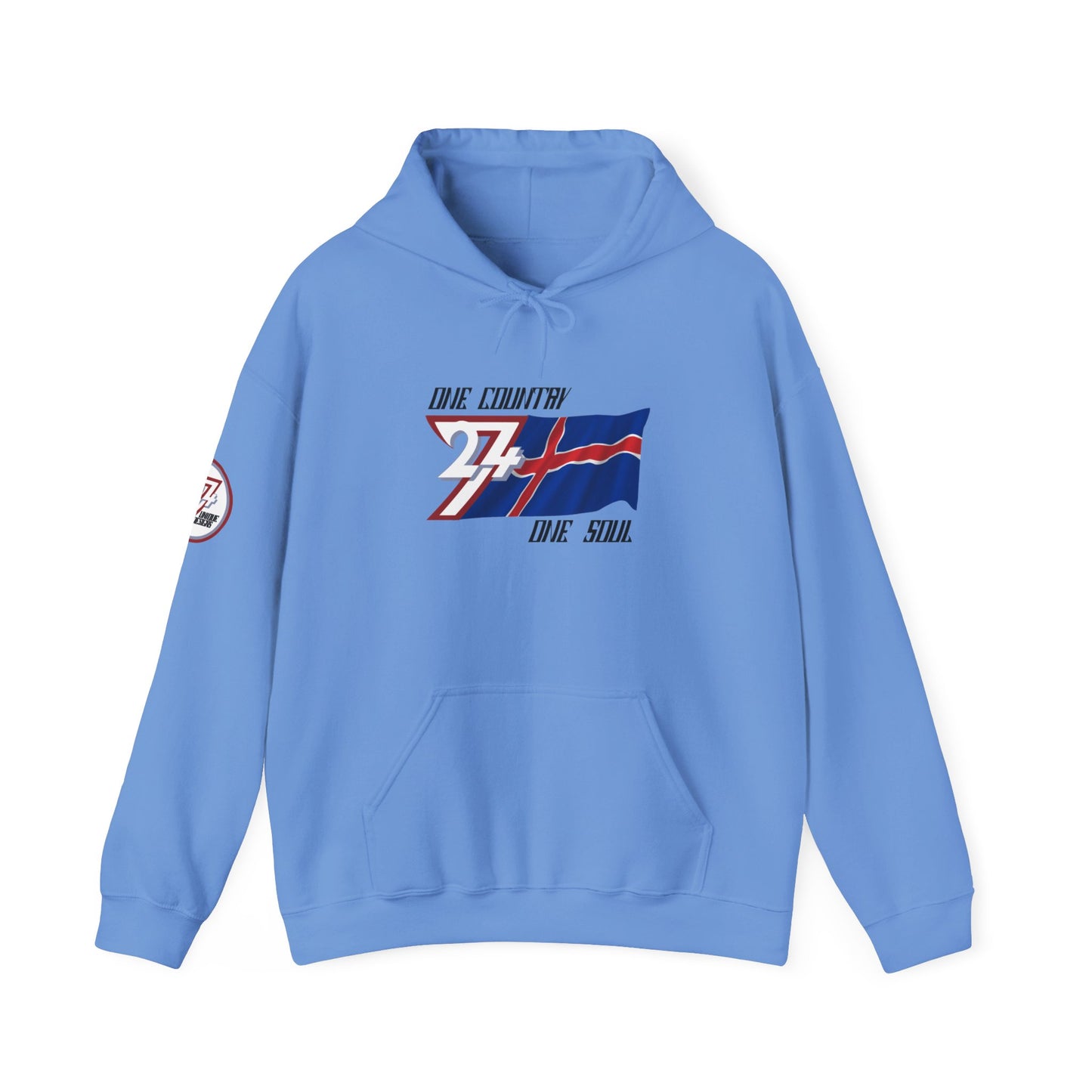 Unique Design 24/7 Iceland Flag Printed Unisex custom Hoodie carolina blue