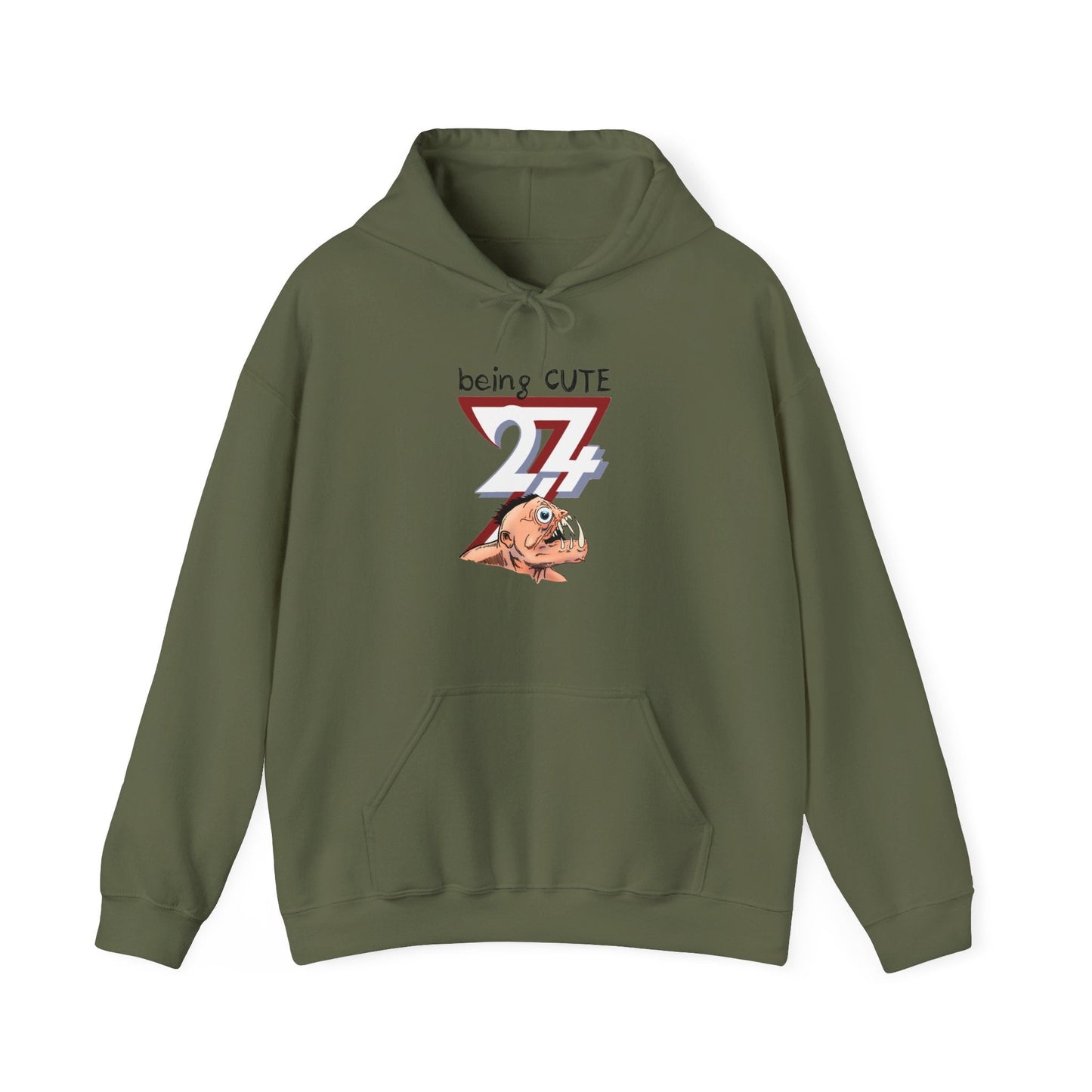 Unique Design Being Cute Funny Hoodie military green