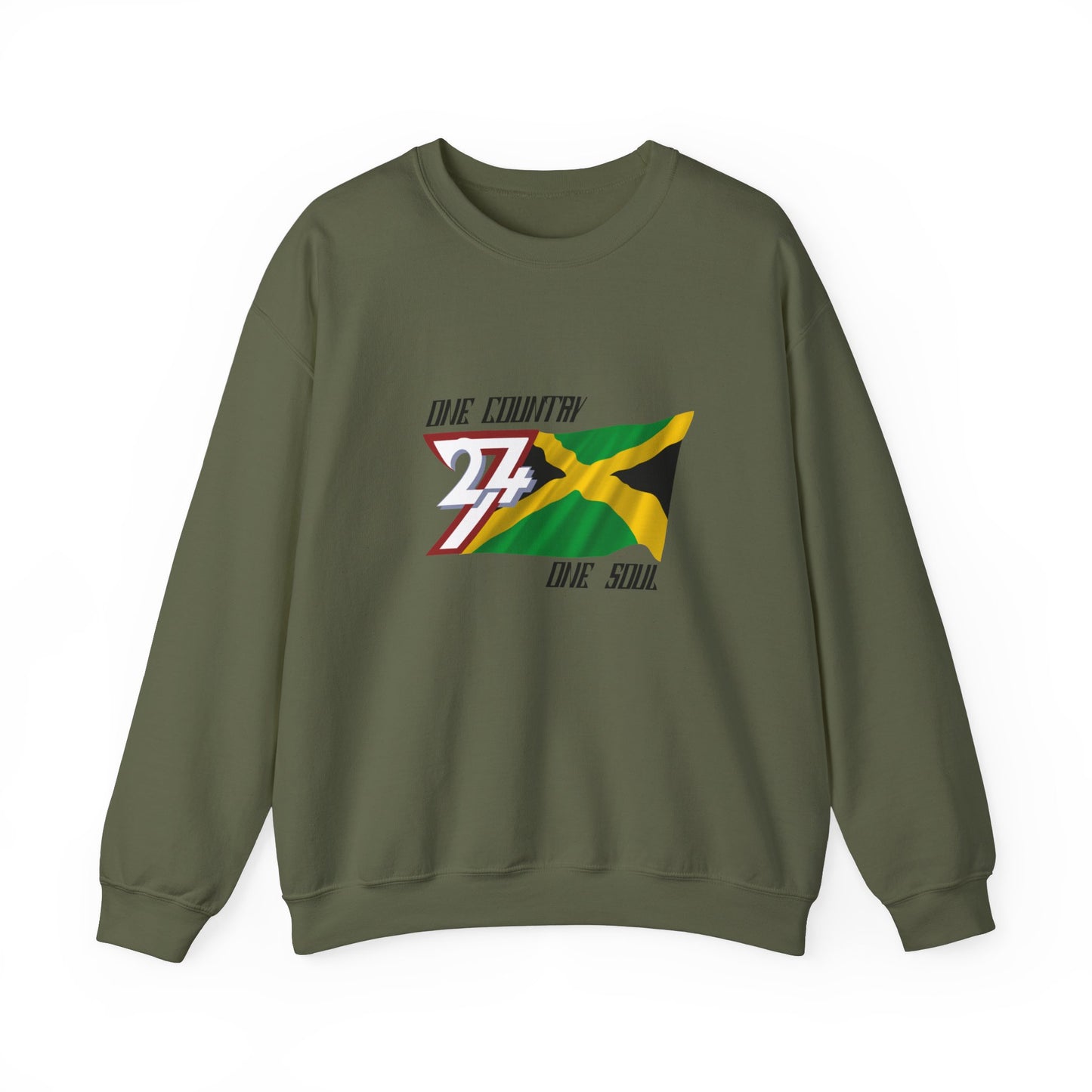 Unique Design Jamaica Flag sweatshirt military green