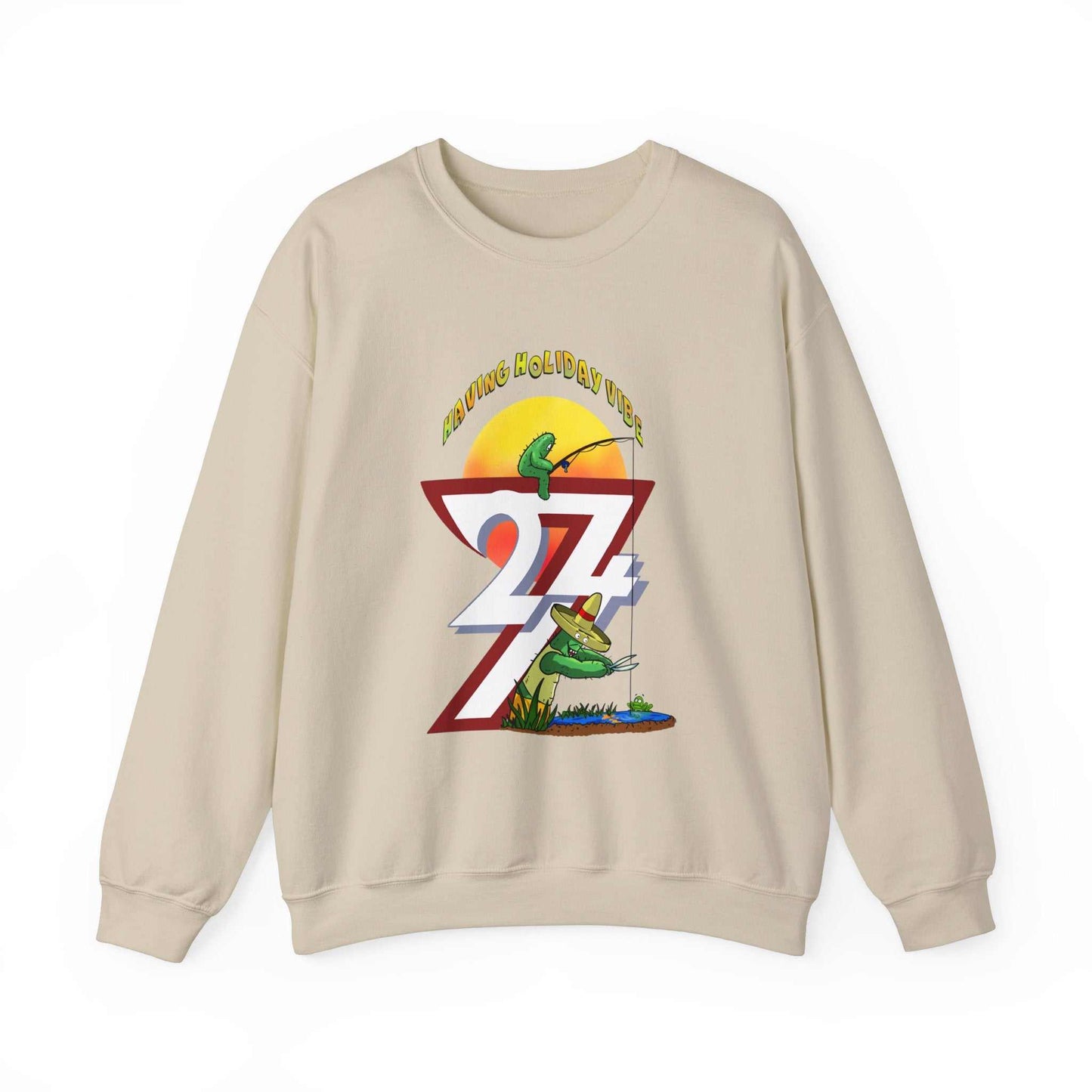 Unique Design Leonando and Littleando Fishing Heavy Blend™ Crewneck Sweatshirt sand