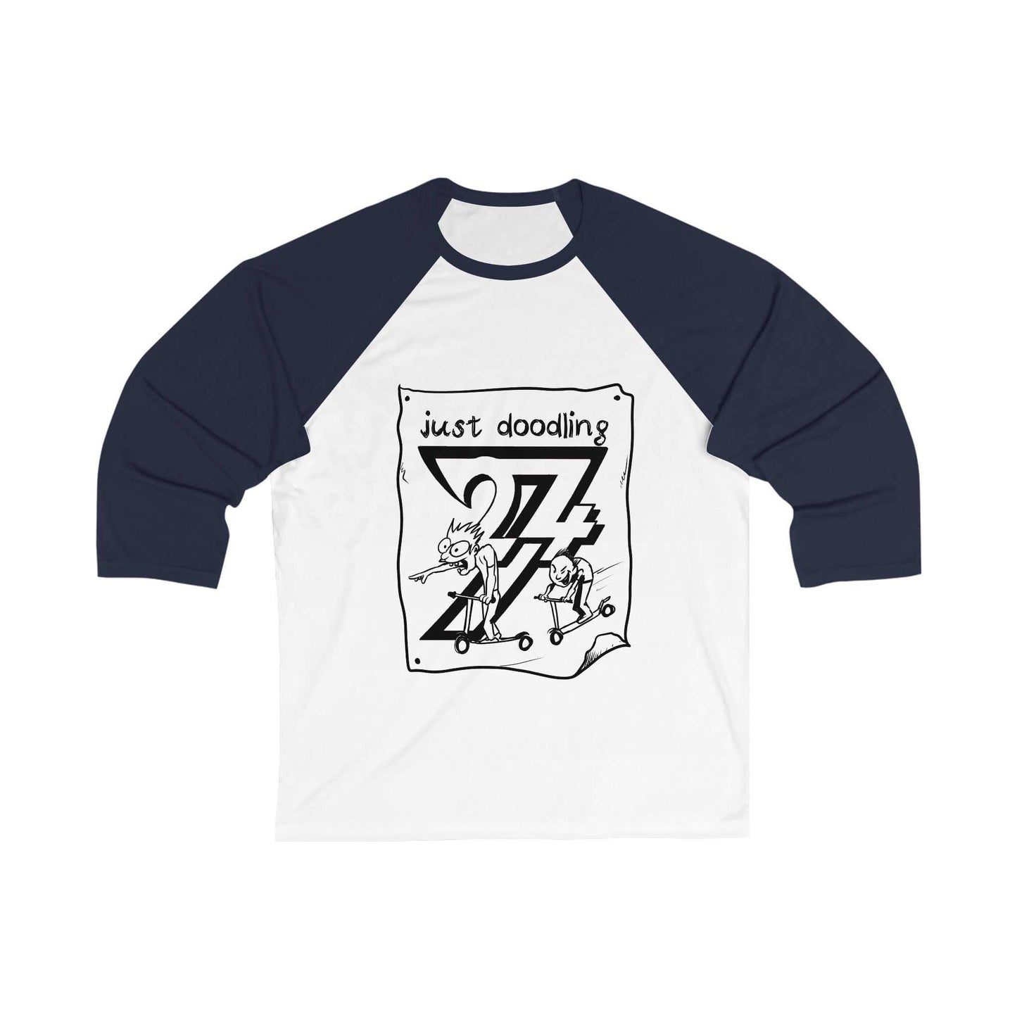 Unique Design Just Doodling Scooter Kids 3\4 Sleeve Baseball Tee white-navy