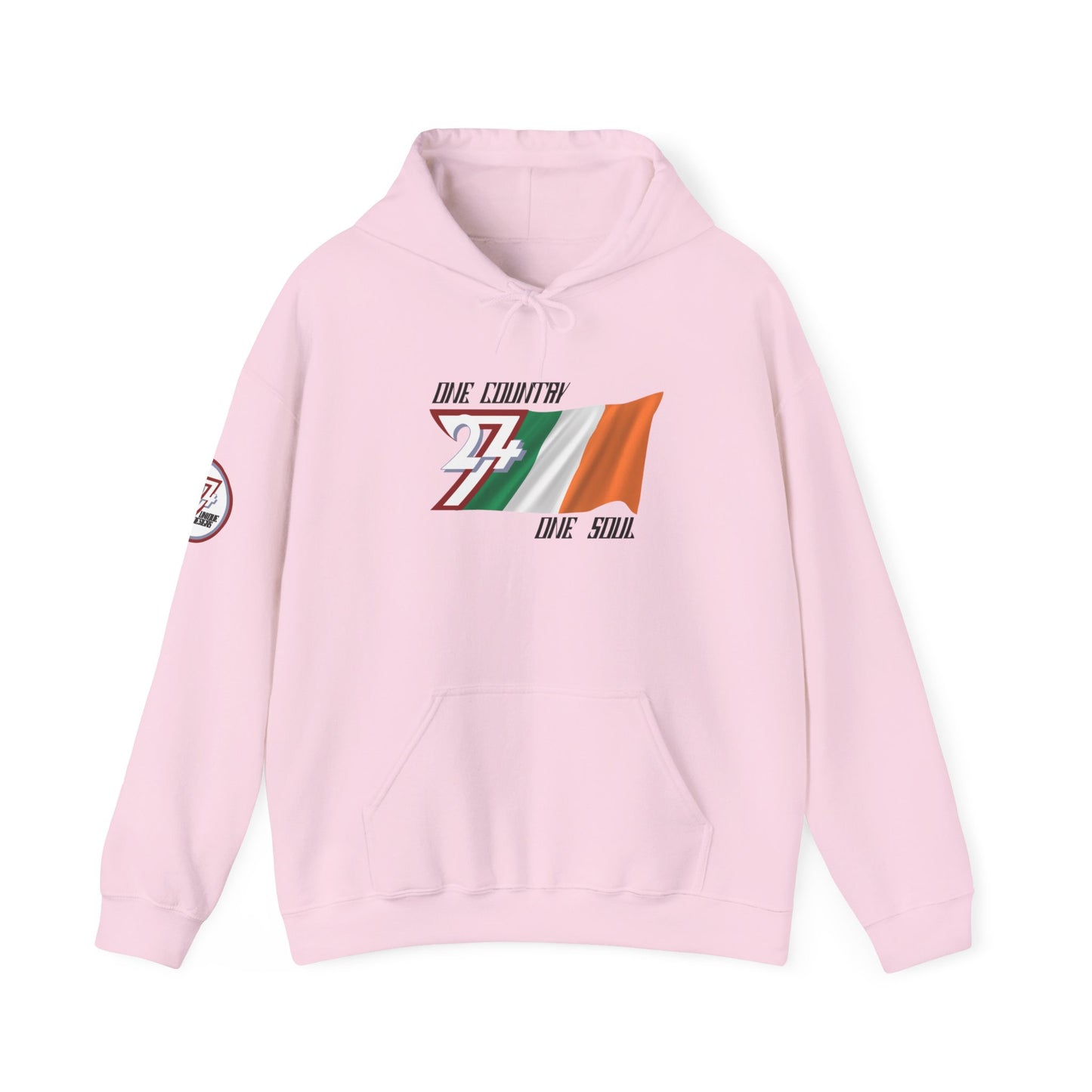 Unique Design 24/7 Ireland Flag Printed Unisex custom Hoodie light pink