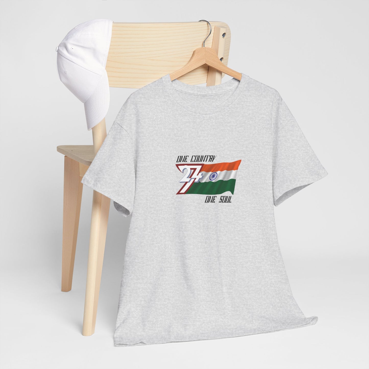 Unique Design 24/7 India Flag Printed Unisex custom T-shirt ash