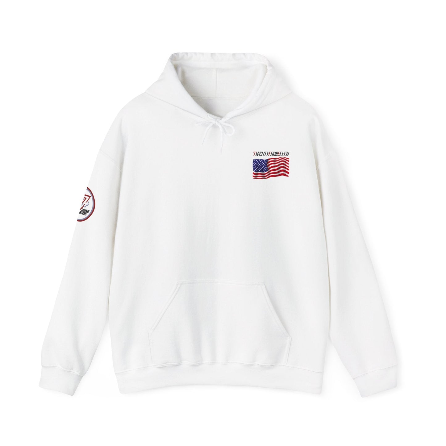 Unique Design TwentyFourSeven US Flag Hoodie white