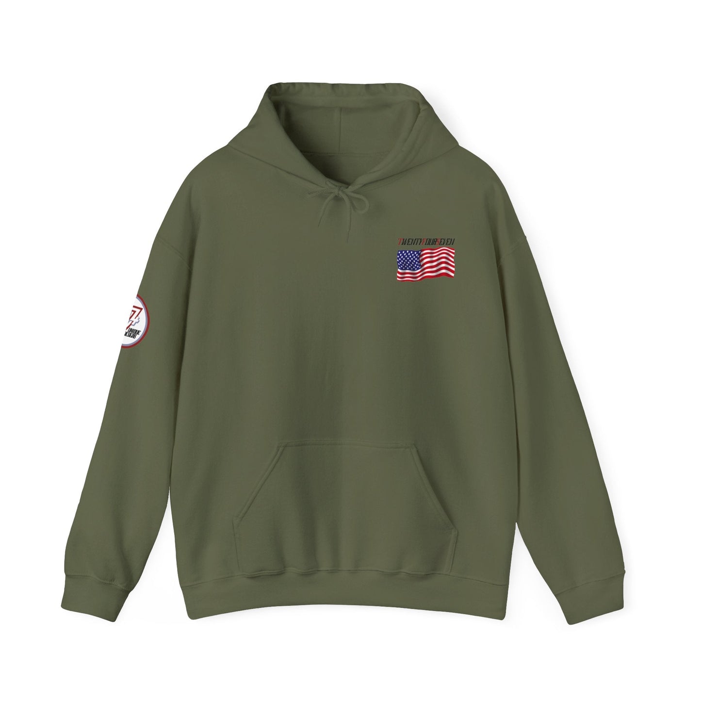 Unique Design TwentyFourSeven US Flag Hoodie military green