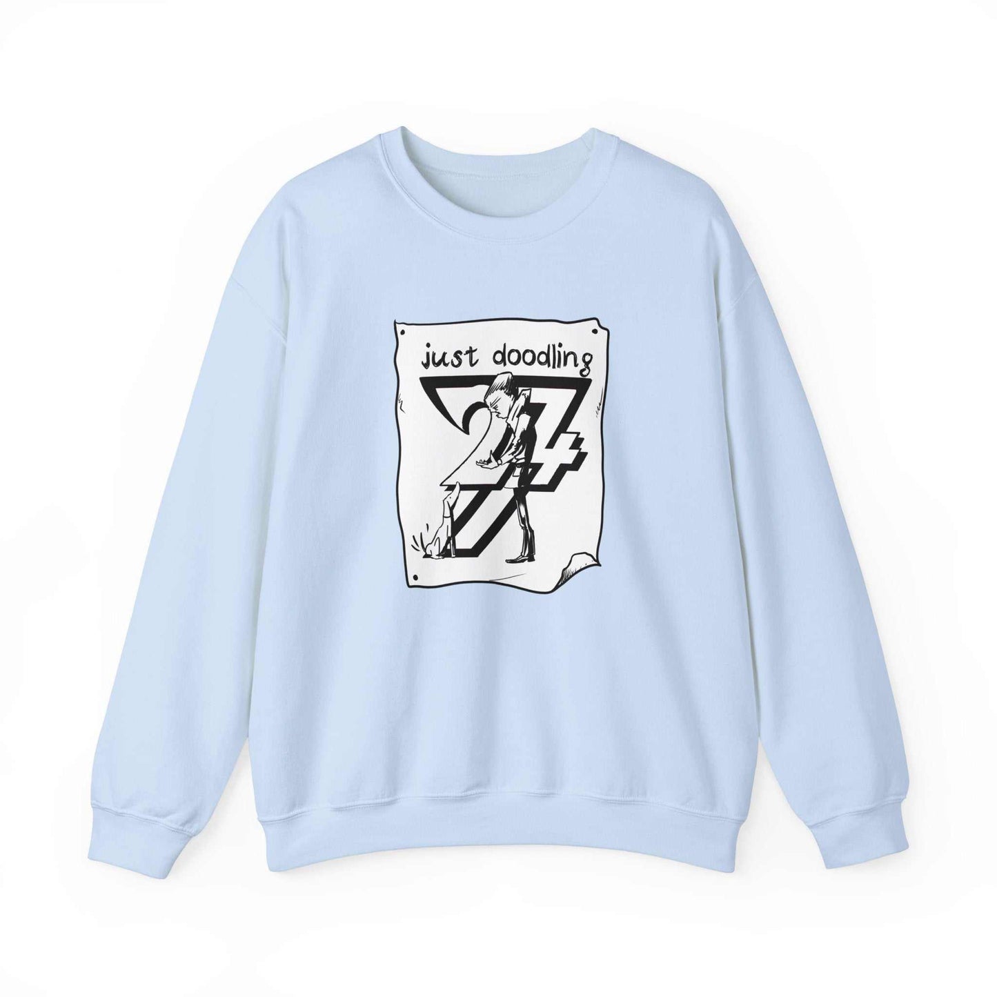 Unique Design Just Doodling Dog Owner Heavy Blend™ Crewneck Sweatshirt light blue