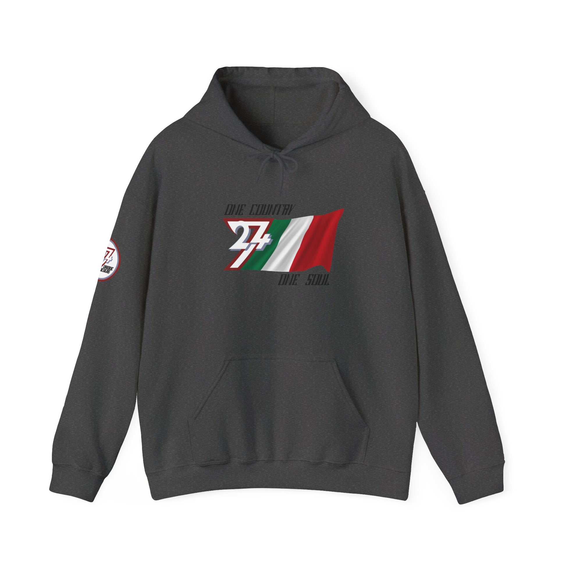 Unique Design 24/7 Italy Flag Printed Unisex custom Hoodie dark heather