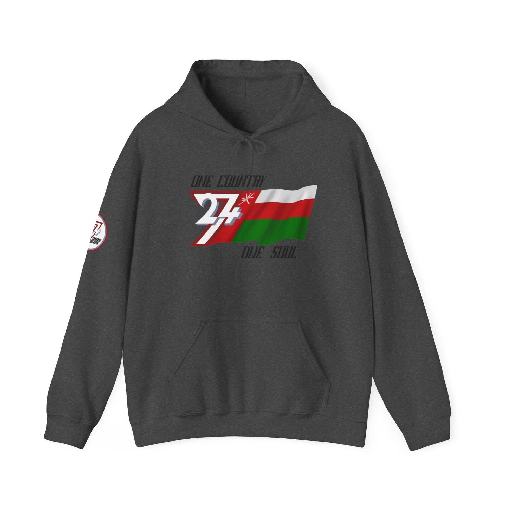 Unique Design 24/7 Oman Flag Printed Unisex custom Hoodie dark heather