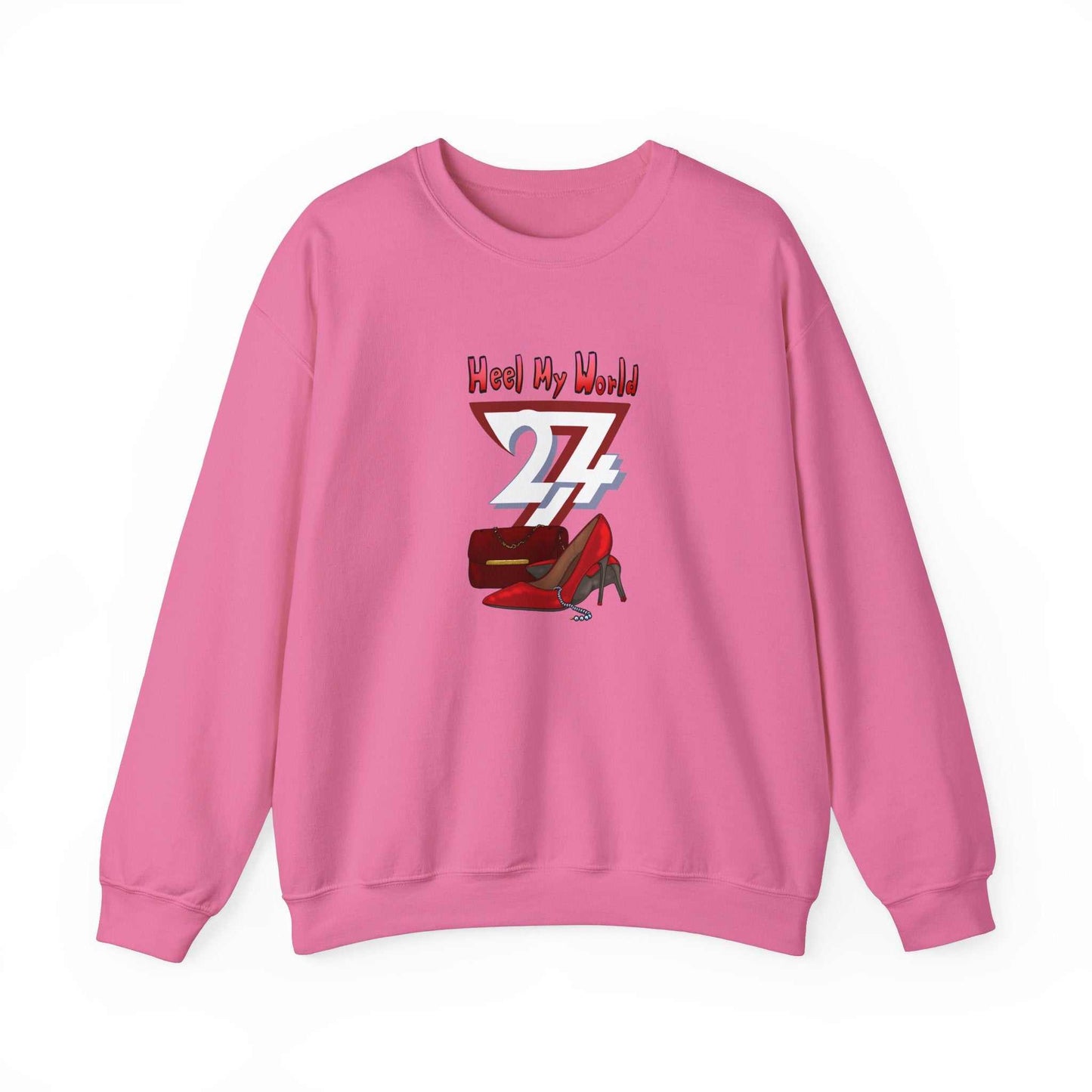 Unique Design Heel My World Heavy Blend™ Crewneck Sweatshirt safety pink