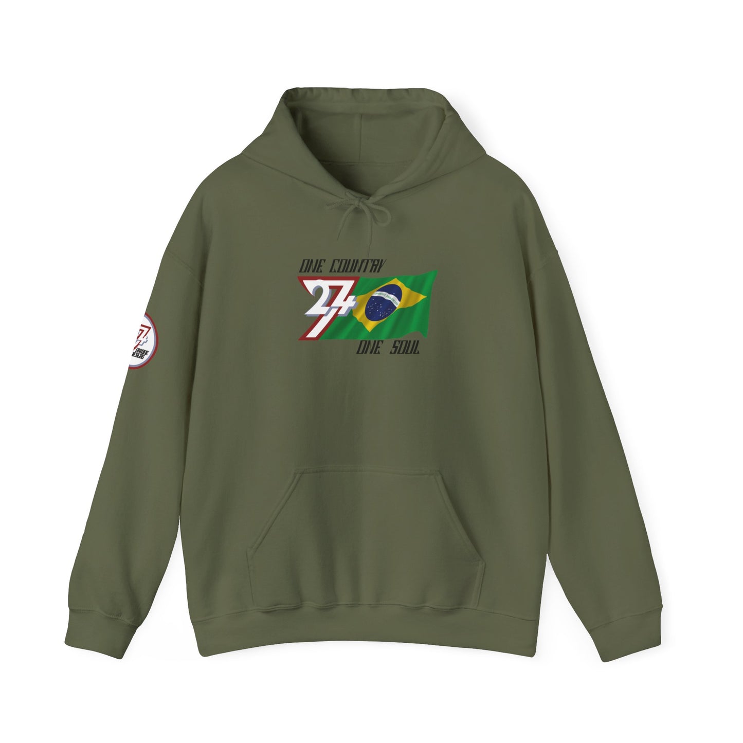 Unique Design Brazil Flag custom hoodie military green