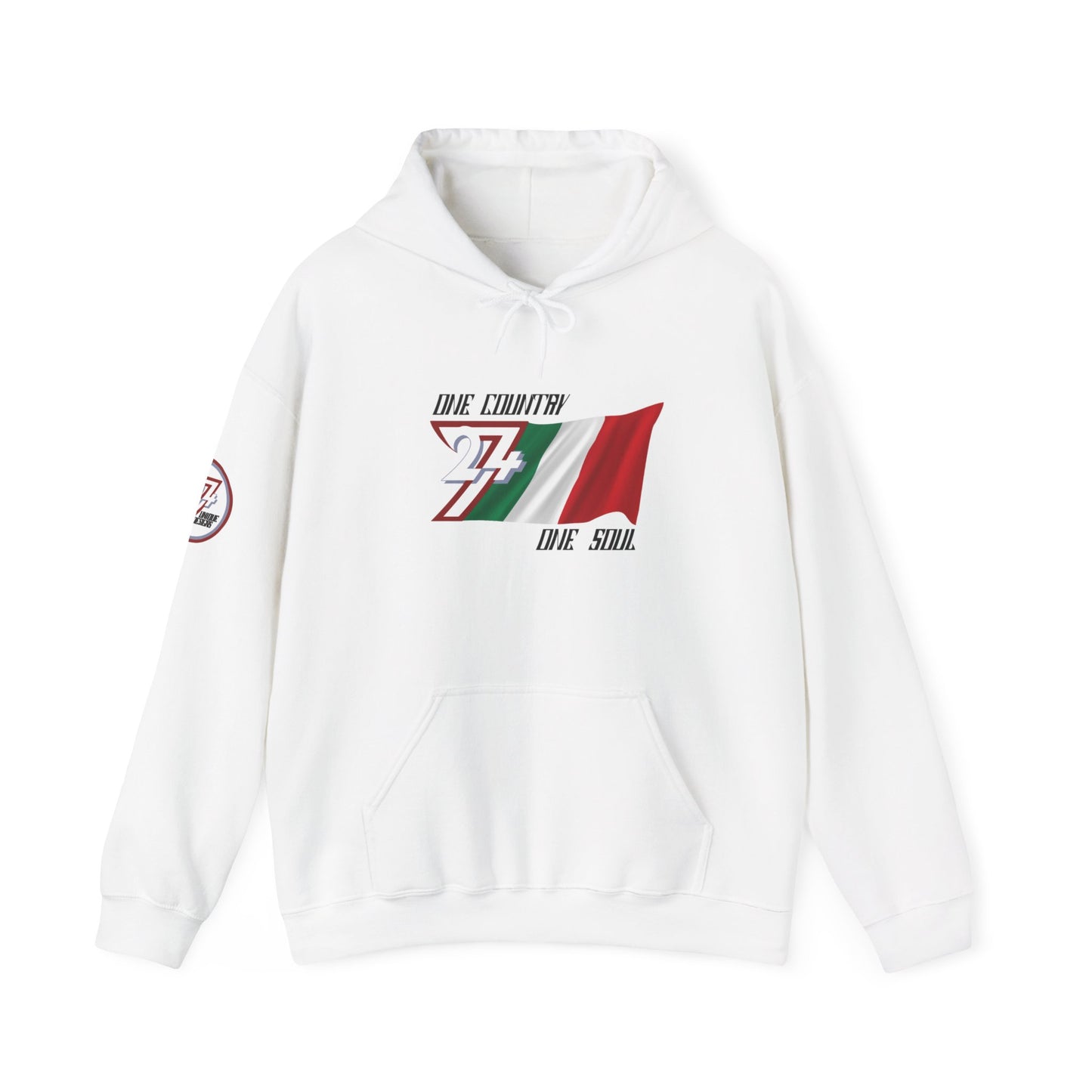 Unique Design 24/7 Italy Flag Printed Unisex custom Hoodie white