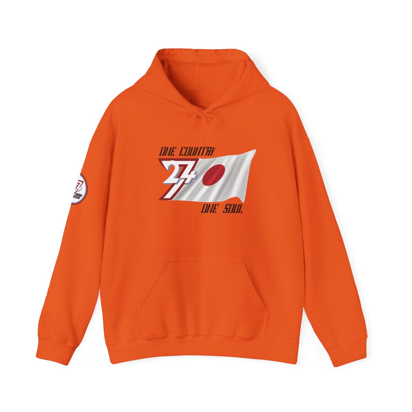 Unique Design 24/7 Japan Flag Printed Unisex custom Hoodie orange