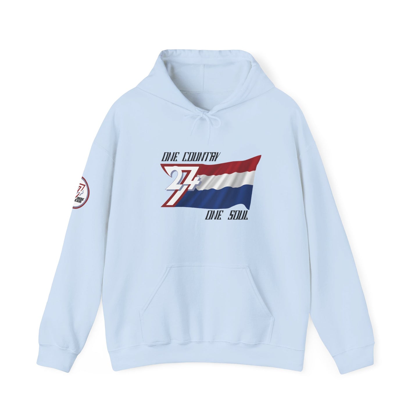 Unique Design 24/7 Netherlands Flag Printed Unisex custom Hoodie light blue