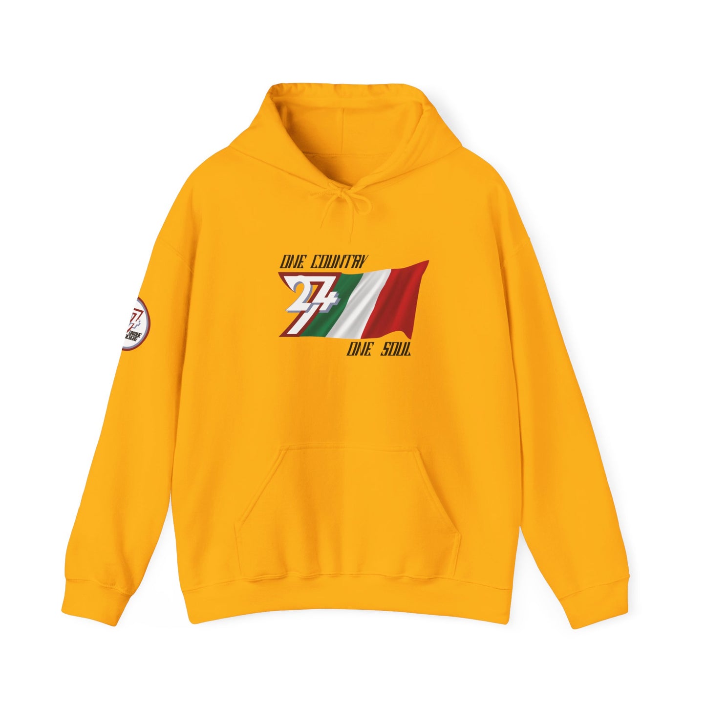 Unique Design 24/7 Italy Flag Printed Unisex custom Hoodie gold