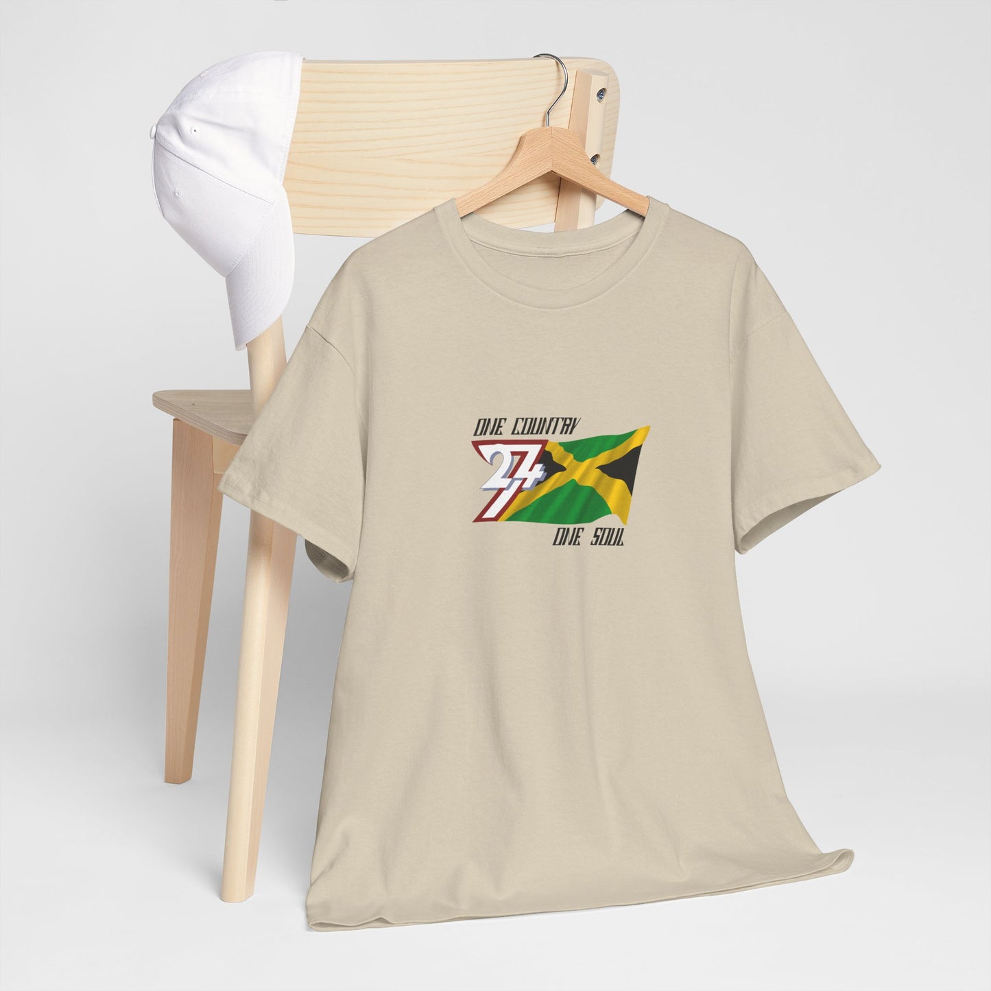 Unique Design 24/7 Jamaica Flag Printed Unisex custom T-shirt sand