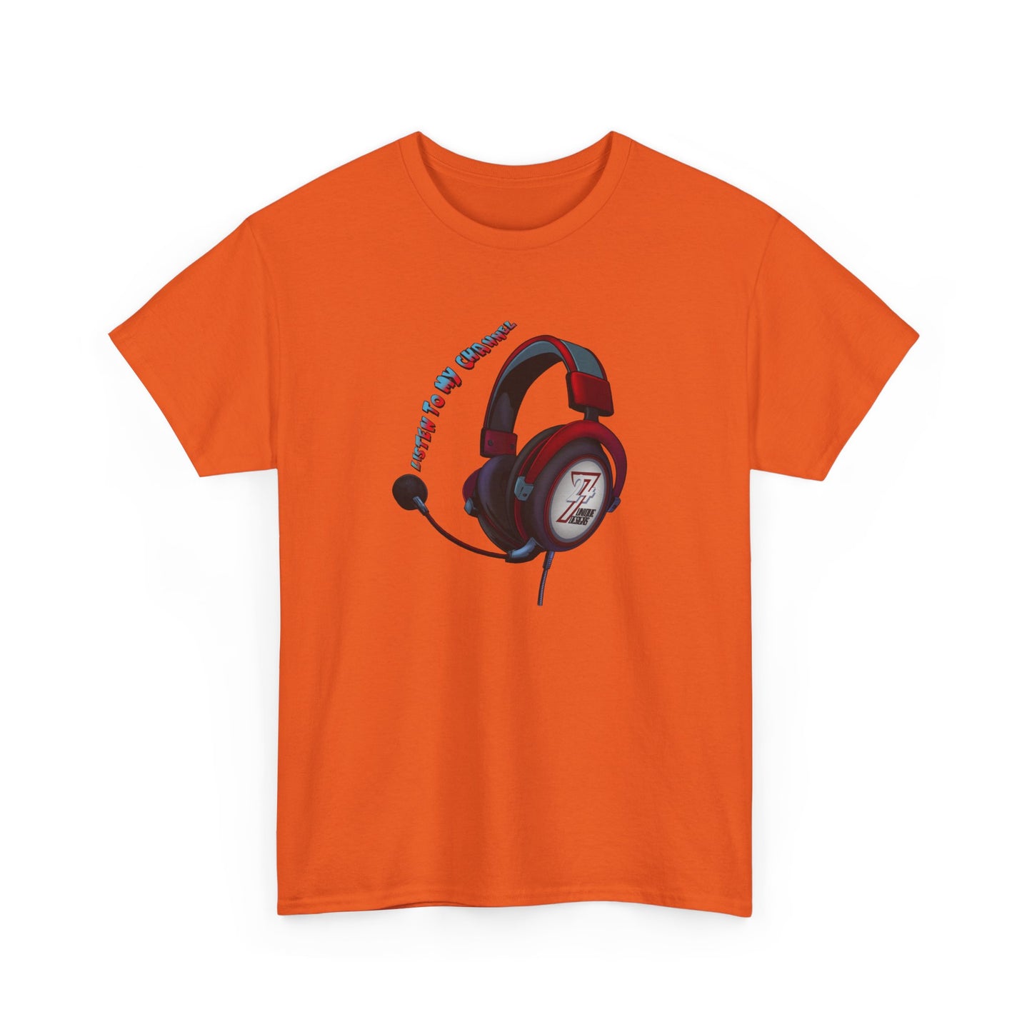 Unique Design 24/7 Headset Illustrated custom T-shirt Orange