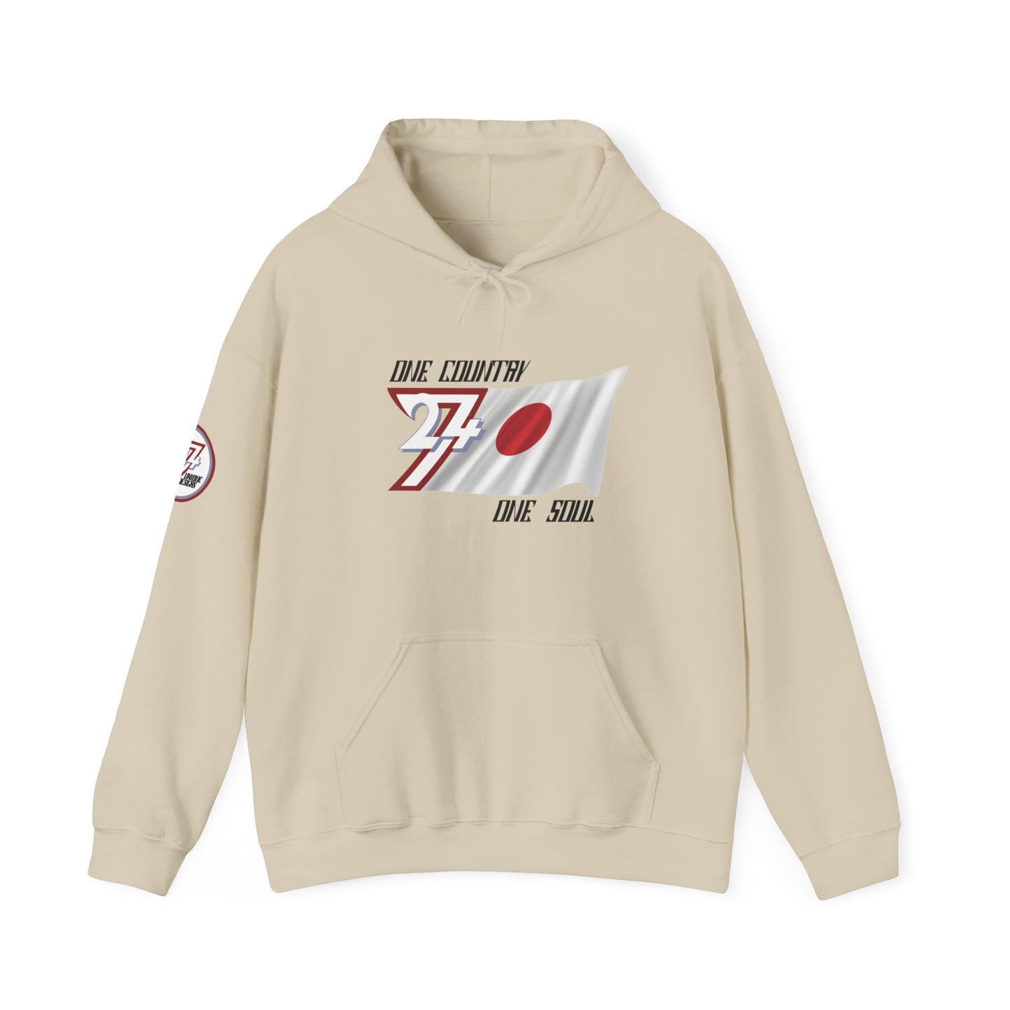 Unique Design 24/7 Japan Flag Printed Unisex custom Hoodie sand