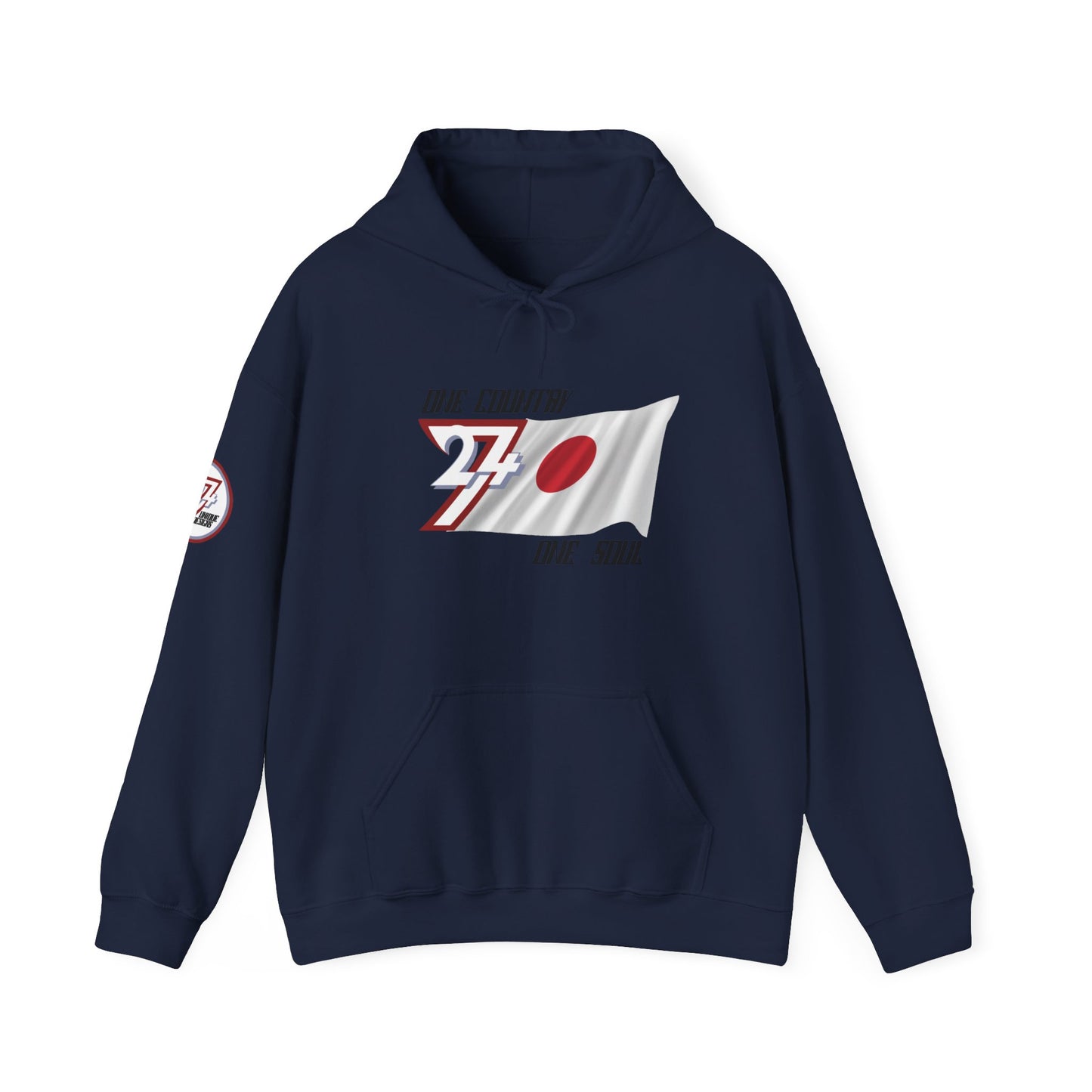 Unique Design 24/7 Japan Flag Printed Unisex custom Hoodie navy