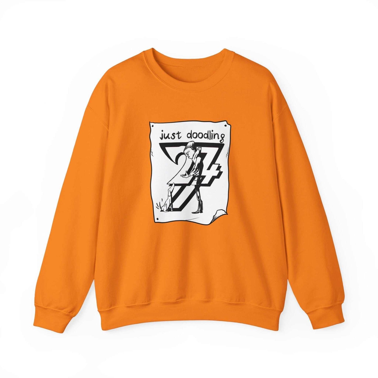 Unique Design Just Doodling Dog Owner Heavy Blend™ Crewneck Sweatshirt orange