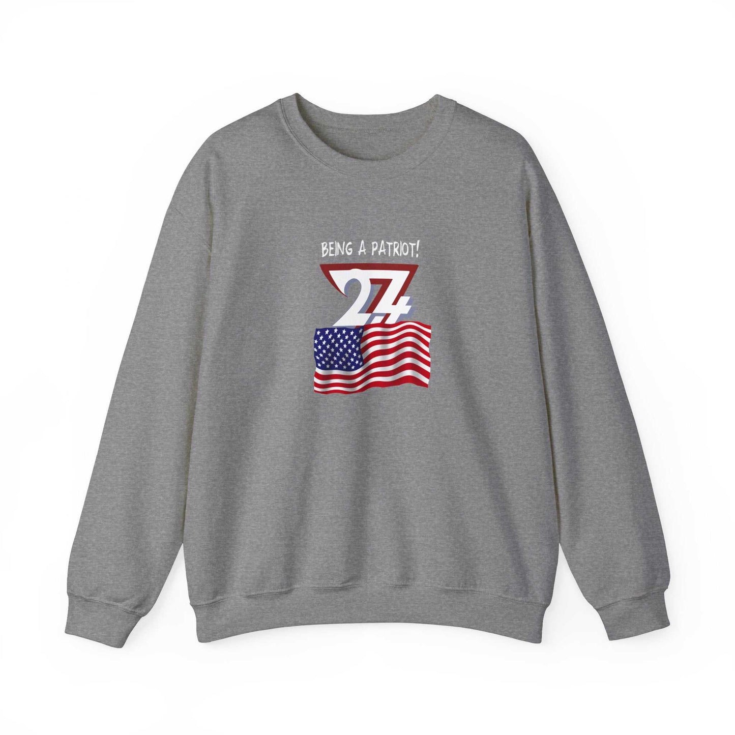 Unique Design US Patriot Heavy Blend™ Crewneck Sweatshirt light heather