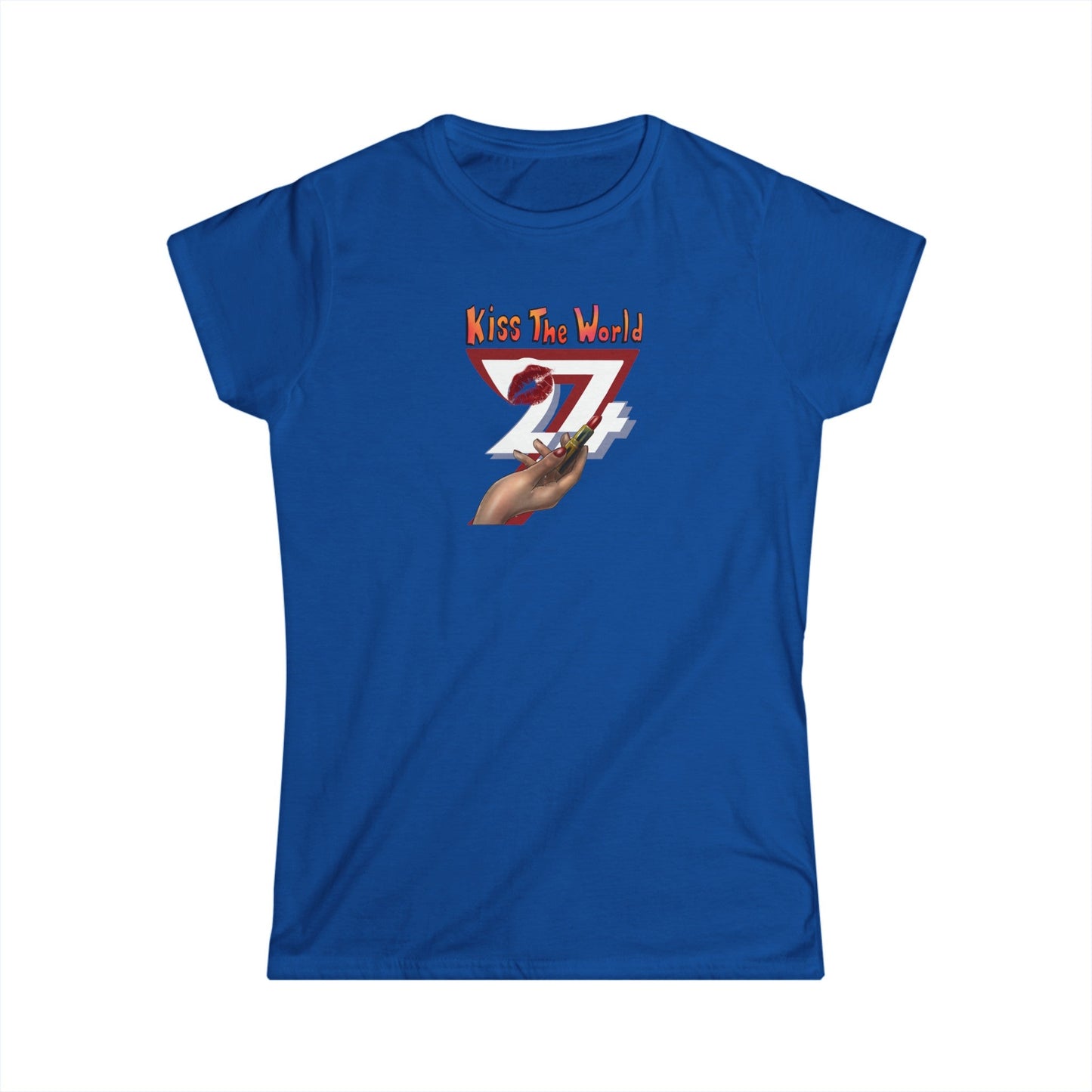 Unique Design "Kiss The World" women t-shirt royal