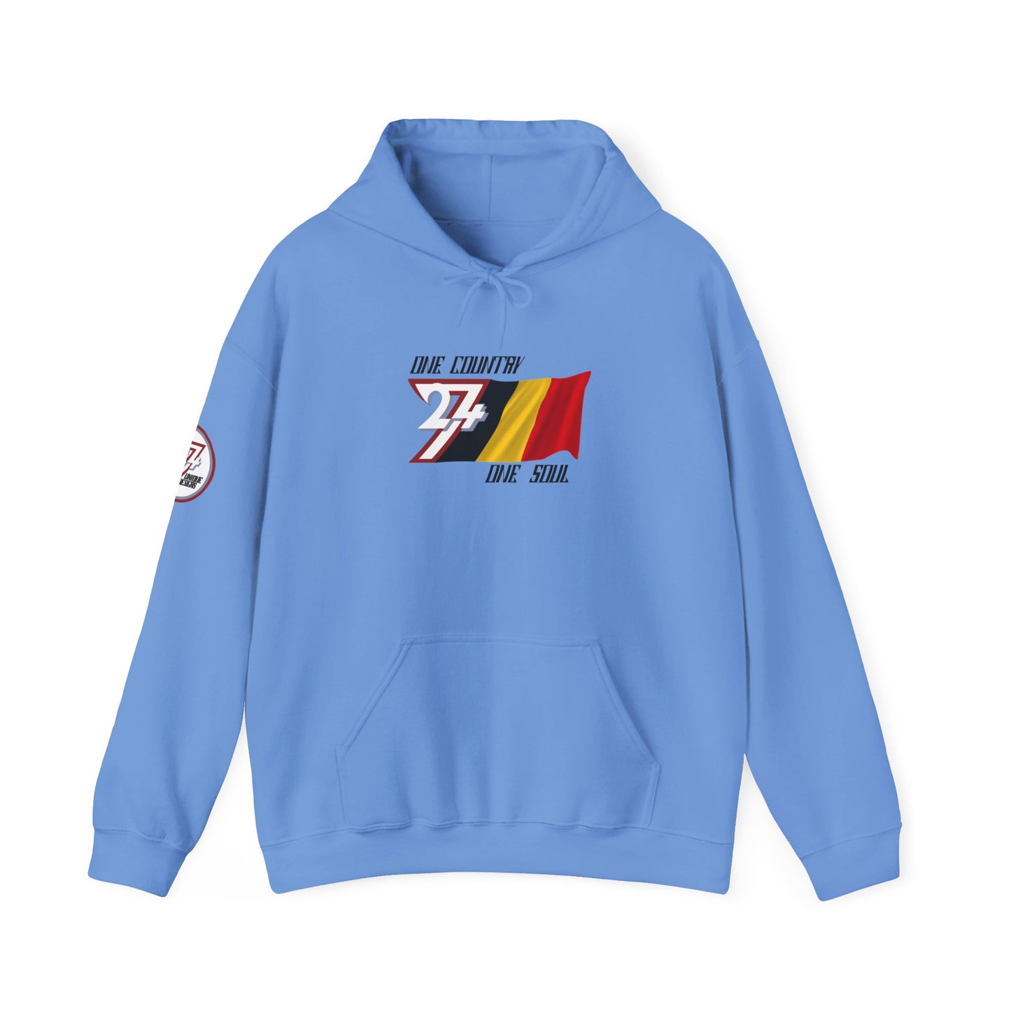 Unique Design 24/7 Belgium Flag Printed Unisex custom Hoodie carolina blue