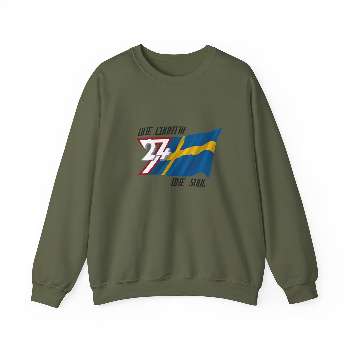 Unique Design Sweden Flag sweatshirt military green