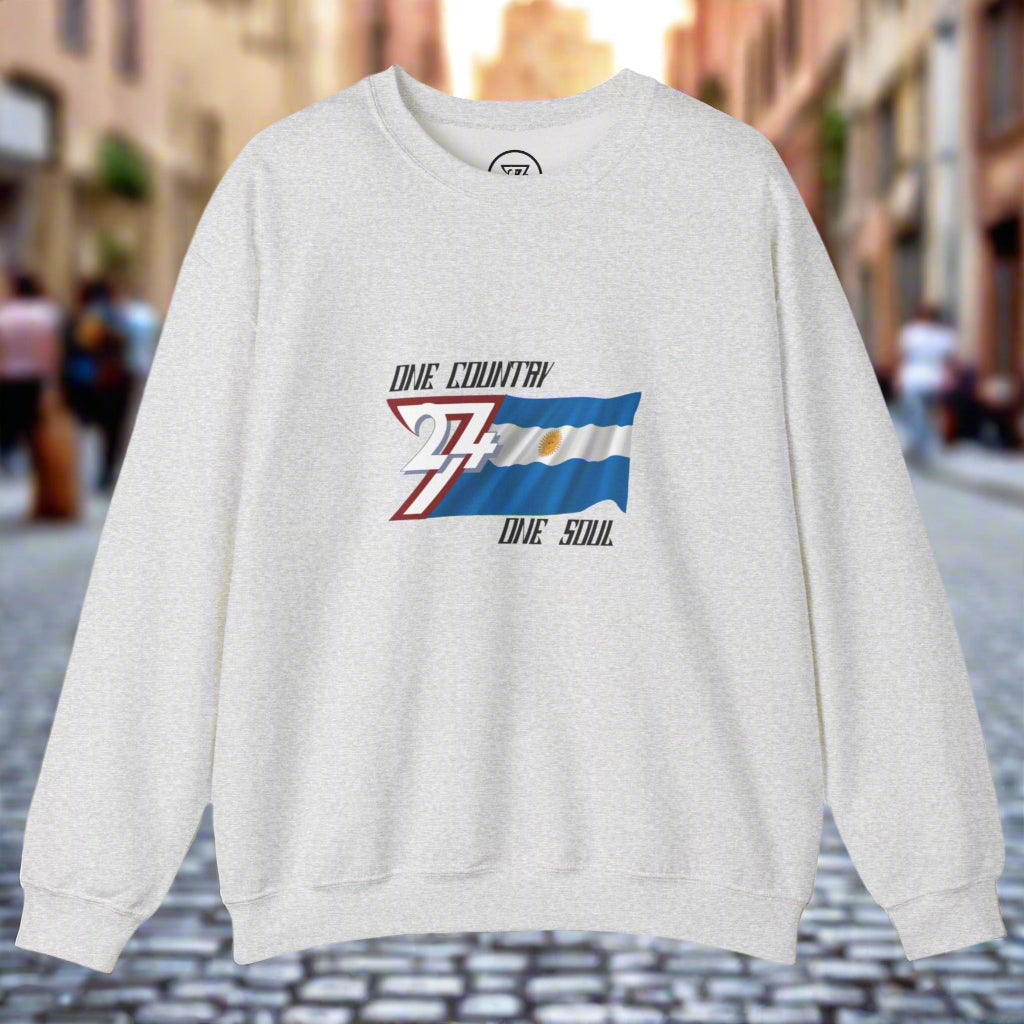 Argentina Sweatshirt with Argentina National Flag Design ash