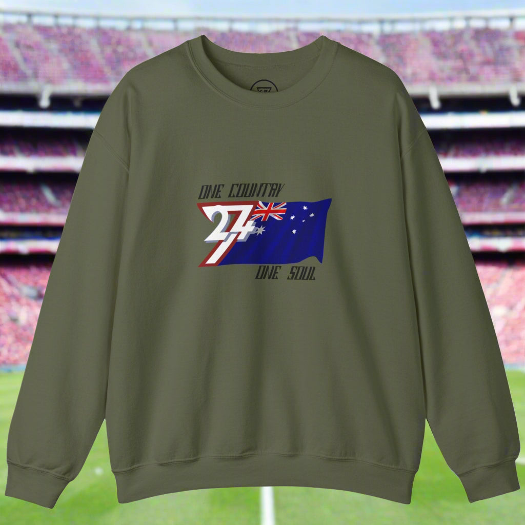 Australia Jumper - Unique Design Australian Flag Themed Sweatshirt military green