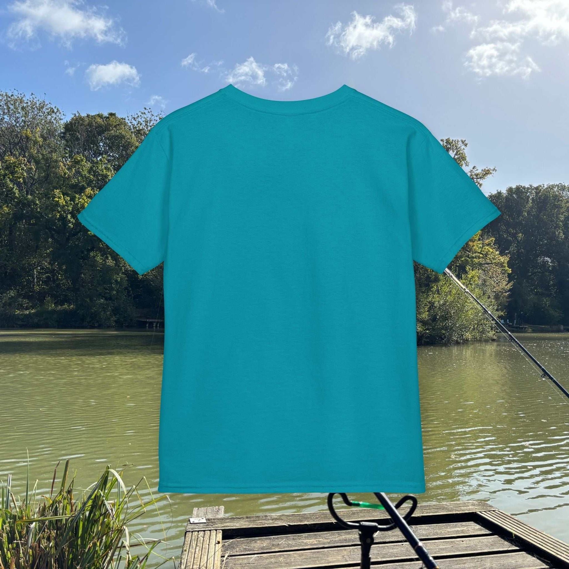 Kids Summer Fishing T-Shirt in Tropical Blue back view