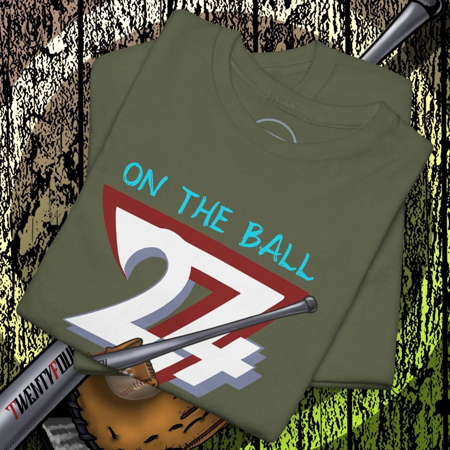 Baseball Illustrated Tee with hand-drawn vintage baseball design, durable cotton fabric, and game day style.