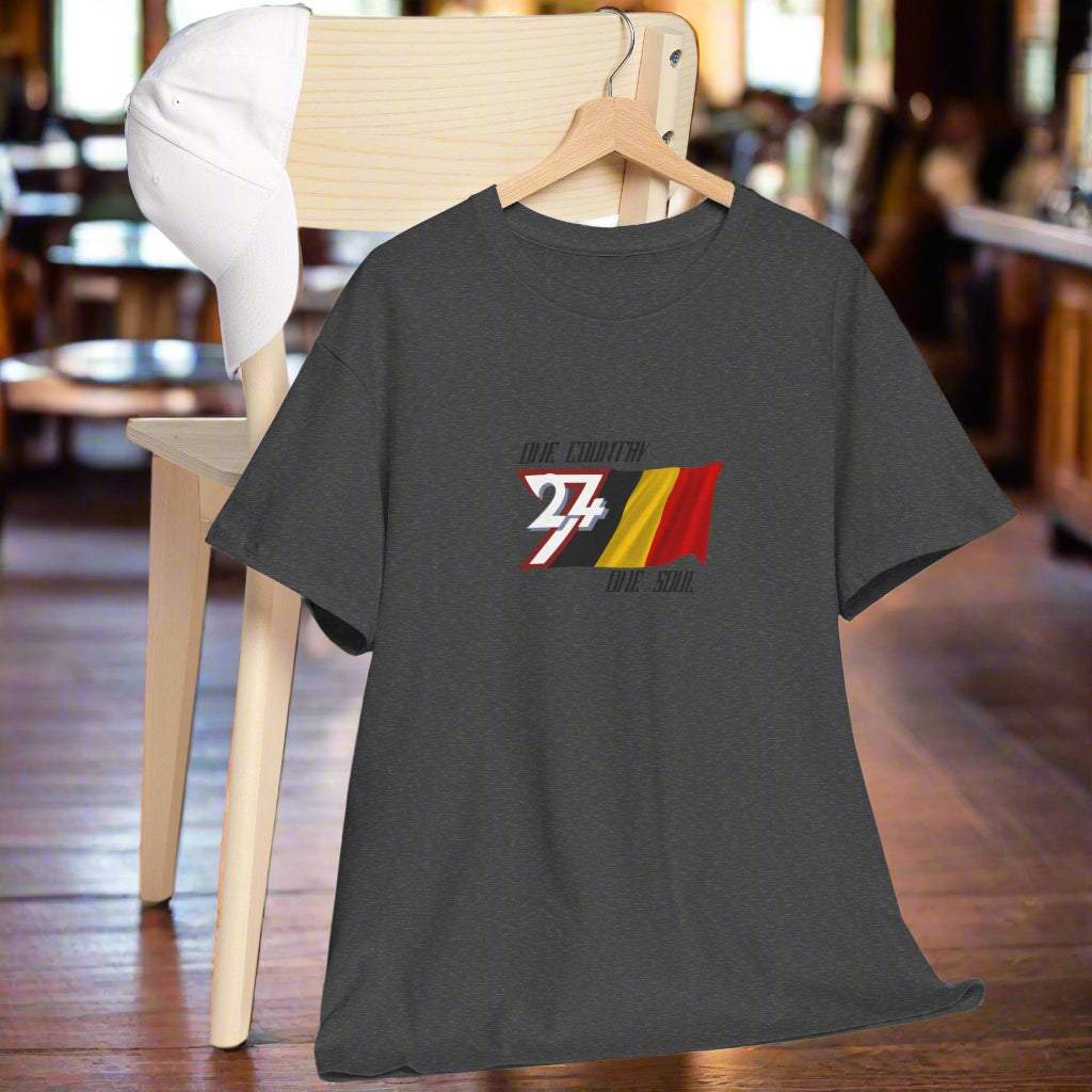 Belgium Flag T-shirt Belgium tee country tee by 24/7 Unique Designs dark heather