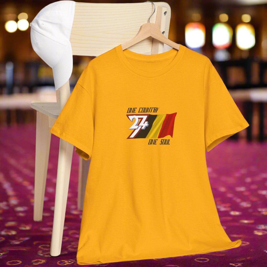 Belgium Flag T-shirt Belgium tee country tee by 24/7 Unique Designs gold