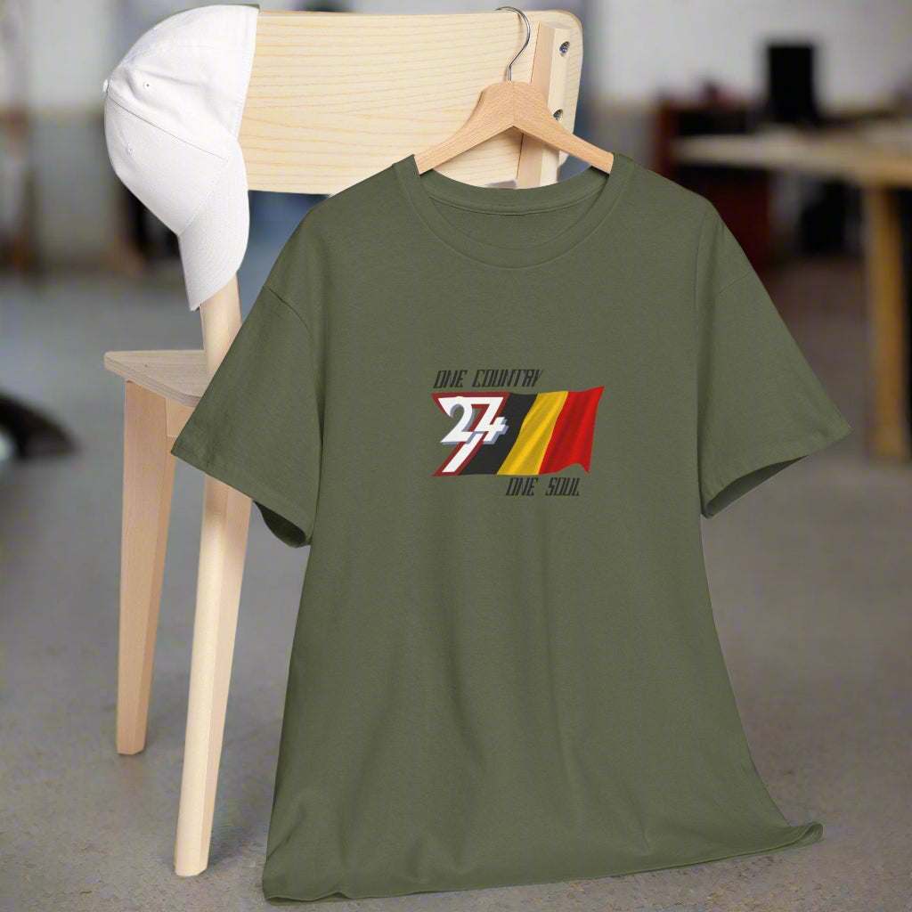 Belgium Flag T-shirt Belgium tee country tee by 24/7 Unique Designs military green