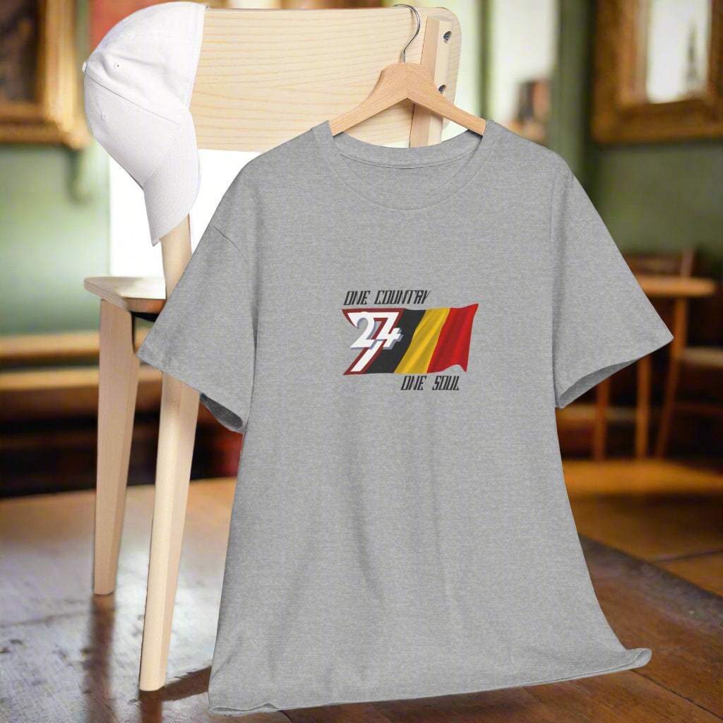 Belgium Flag T-shirt Belgium tee country tee by 24/7 Unique Designs sport grey
